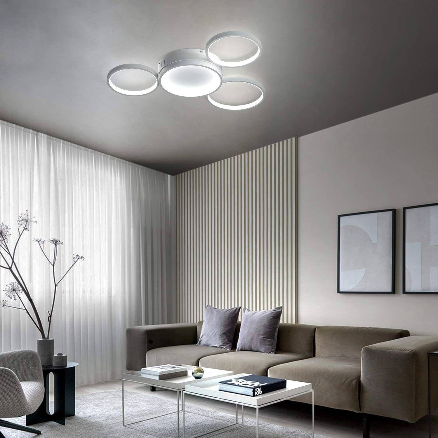 Nettlife LED Deckenleuchte 4 Flammig Ring weiß Fernbedienung Dimmbar, Dimmb günstig online kaufen