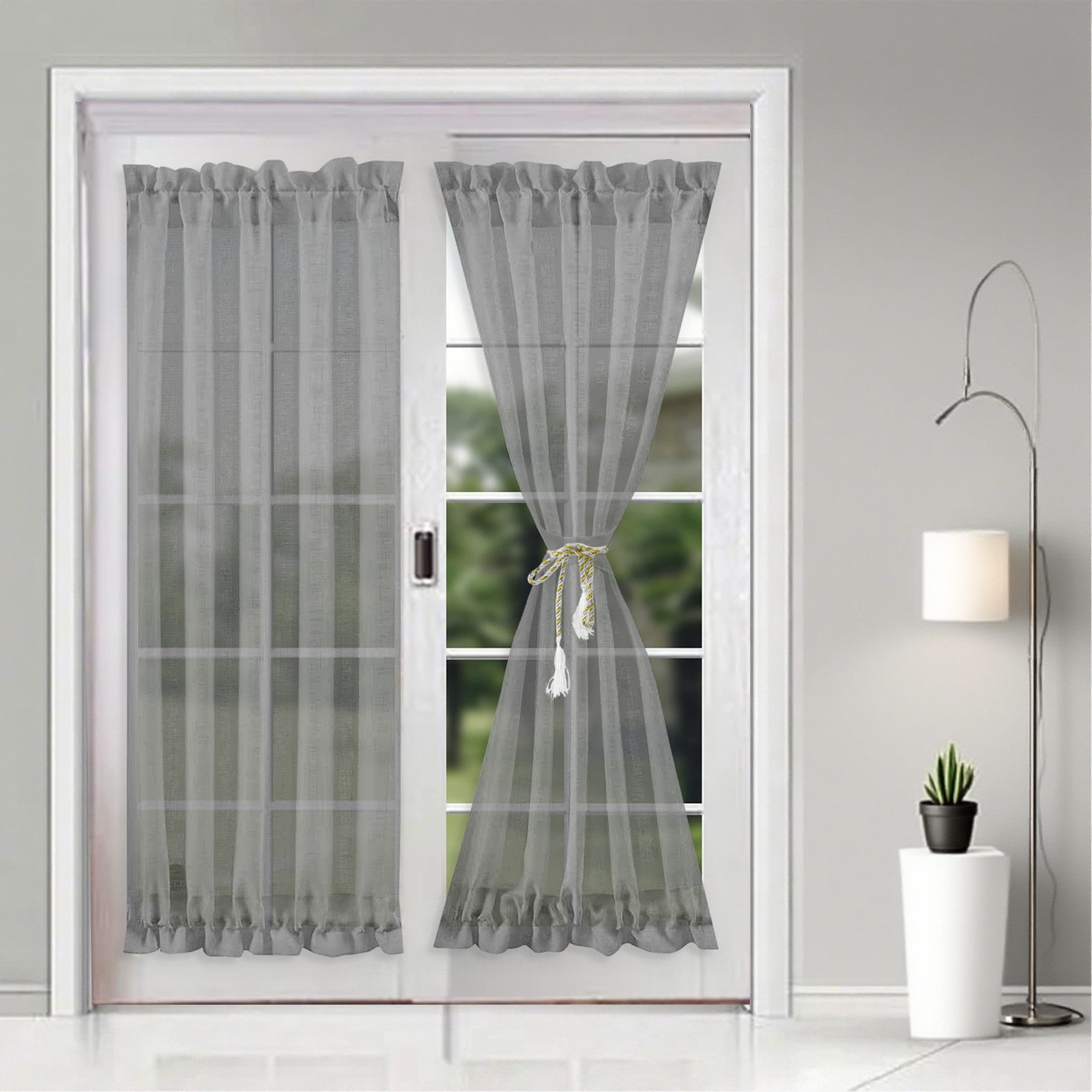 BTTO V&G Türvorhang Tür Vorhang Französischer Türvorhang Voile, Bistrostil Gardinen (1 St), mit Stangendurchzug, Lichtfilternd & Kindersicher, Maschinenwaschbar