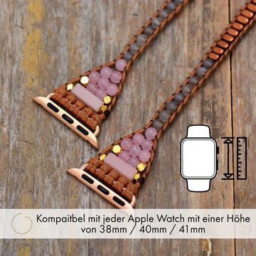 BENAVA Smartwatch-Armband Smart Watch Band - Rosenquarz Perlen Bunt, Handgemacht