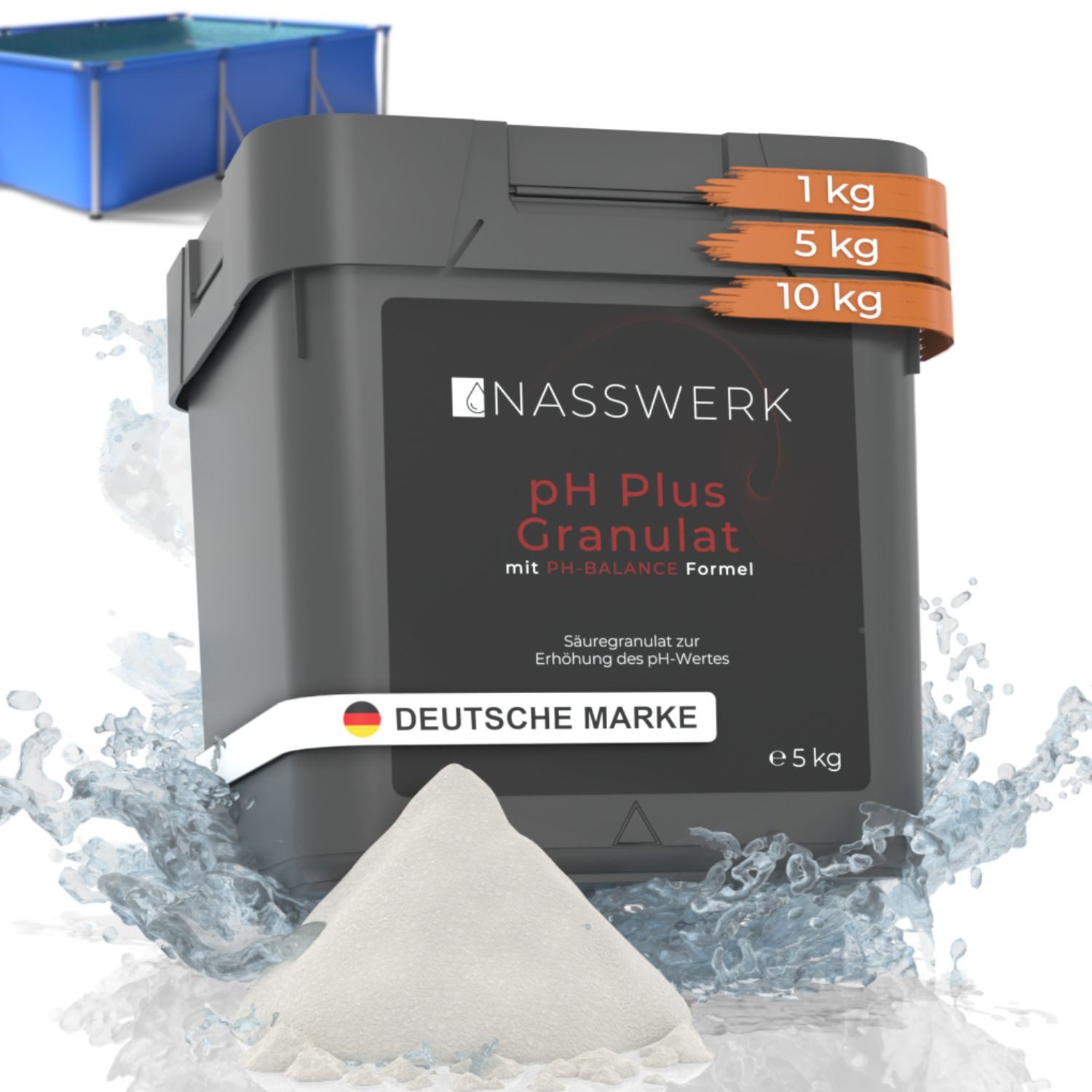Nasswerk® Poolpflege pH Regulierung Granulat – pH Plus & pH Minus, pH-Wert Heber 5 kg für Pool & Whirlpool, schnell löslich