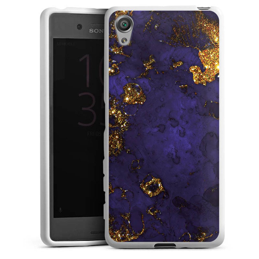 DeinDesign Handyhülle Marmor Gold Utart Blue and Golden Marble Look, Sony Xperia X Silikon Hülle Bumper Case Handy Schutzhülle
