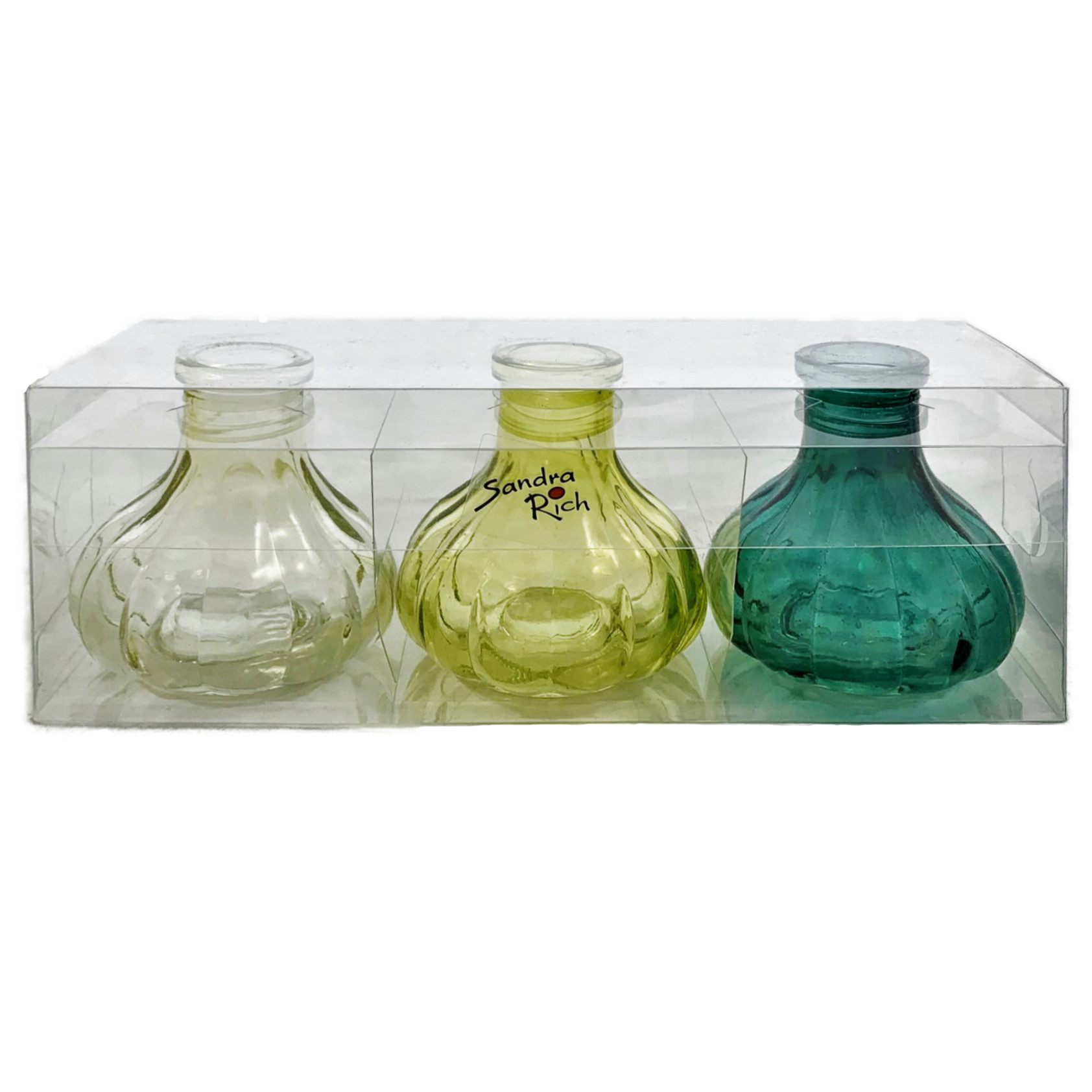Sandra Rich Dekovase SANDRA RICH GLAS VASE BOTTLE STRIPES 3 kleine Flaschen ca 7x7cm