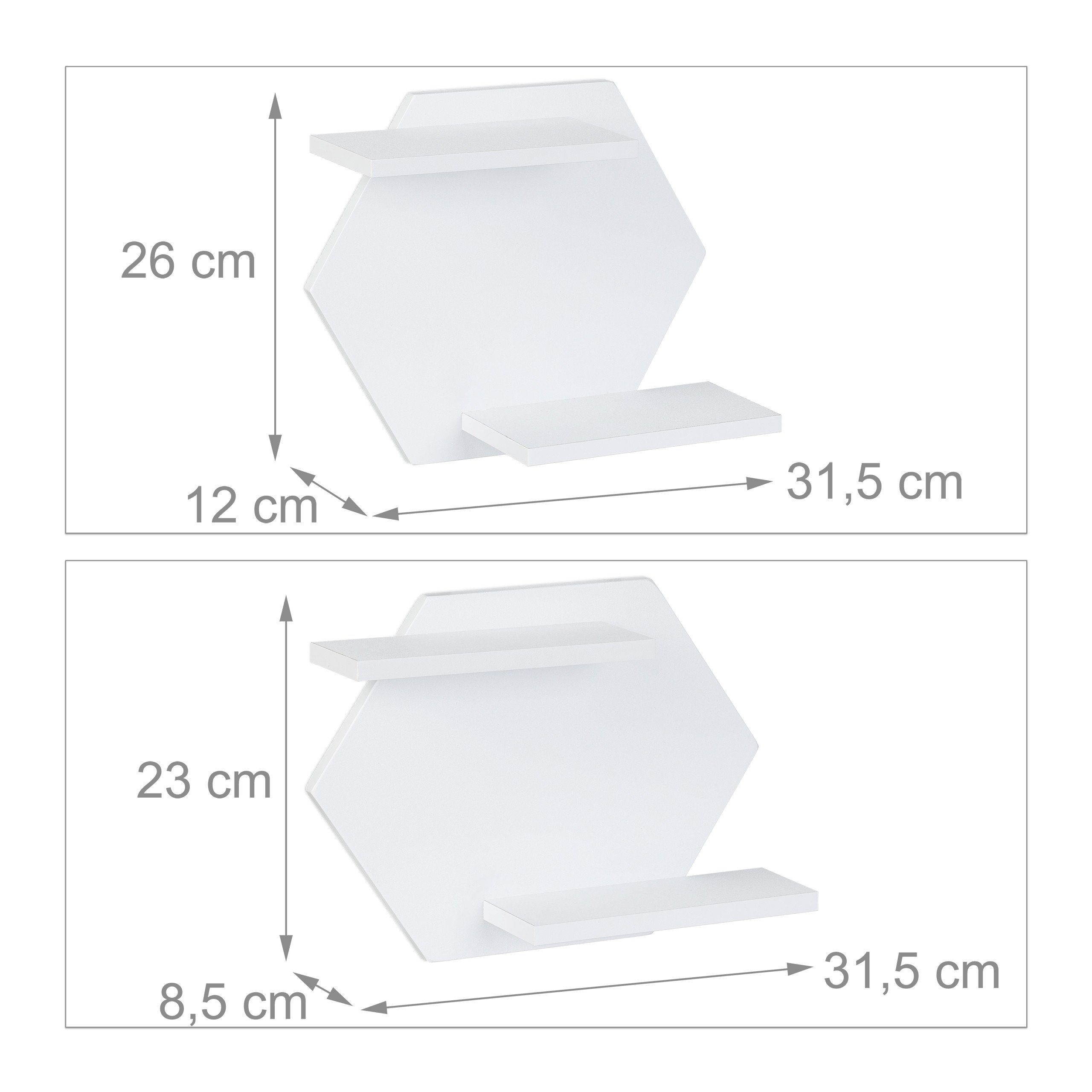 Wandregal relaxdays Sechseckige im 2er Set Wandregale