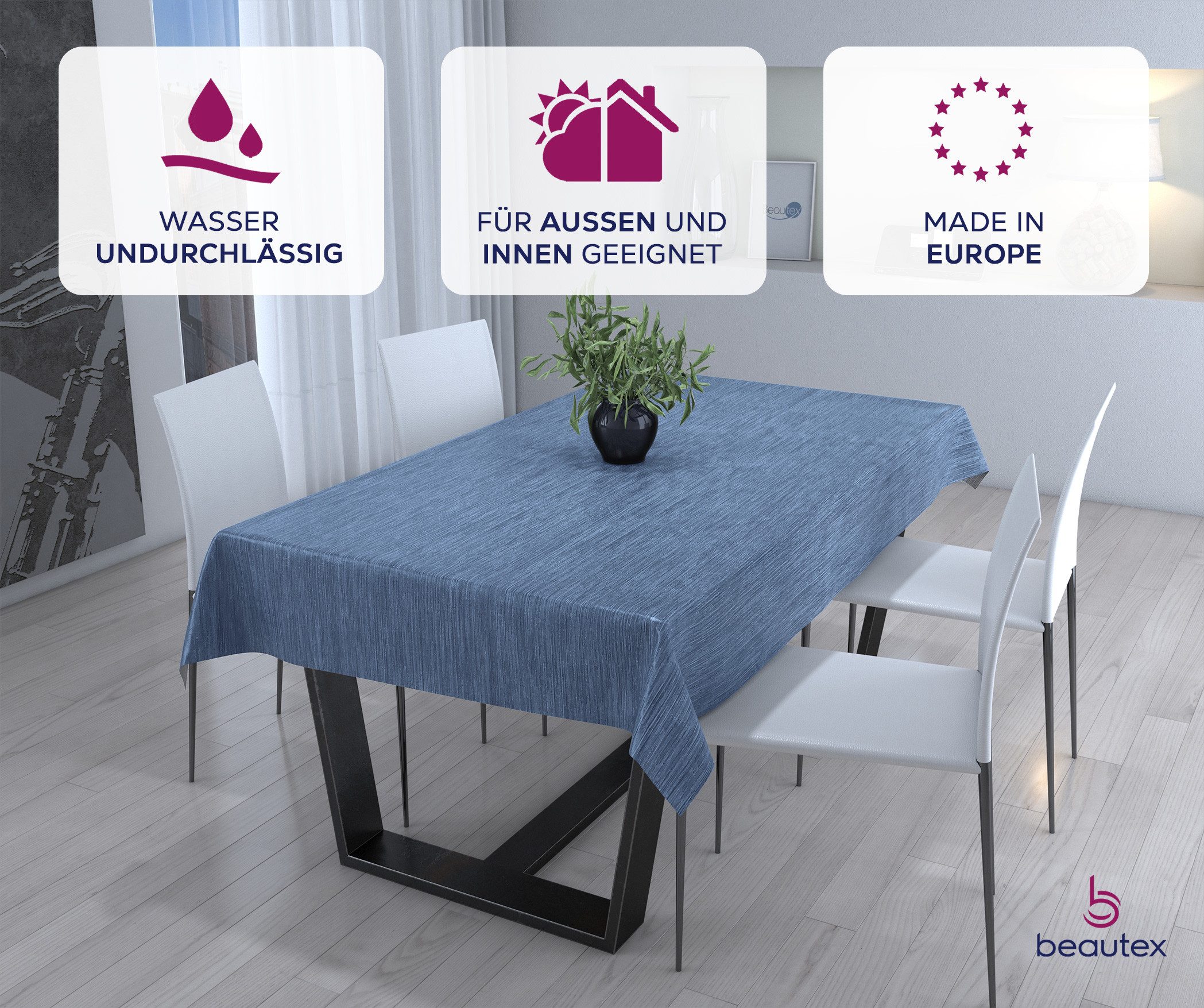 Beautex Tischdecke Wachstuchtischdecke Meterware abwaschbar fleckenabweisend aus PVC (1-tlg), Wasserundurchlässig, Zuschneidbar, Pflegeleicht, Oberflächenversie – Bild 3 von 5