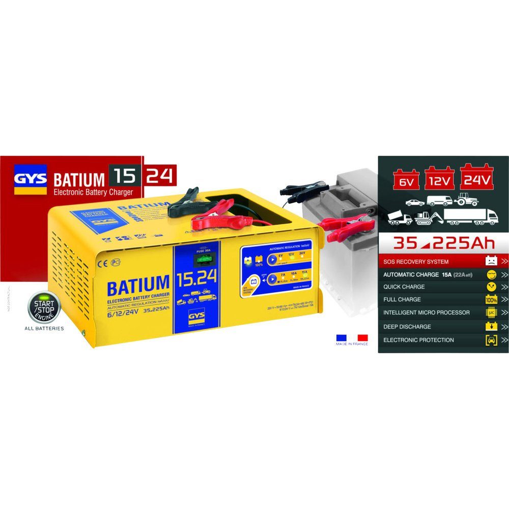 GYS GYS BATIUM 15.24 024526 Automatikladegerät 6 V, 12 V, 24 V 22 A Autobatterie-Ladegerät
