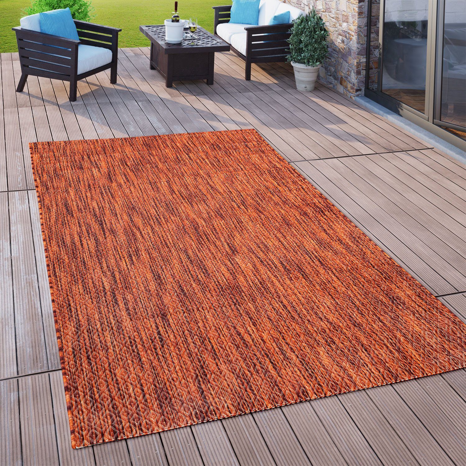 740, modernes Teppich Paco geeignet, und rechteckig, Design, Höhe: In- Outdoor Rauten 4 Cuyo Muster, rot mm, Wohnzimmer Home,