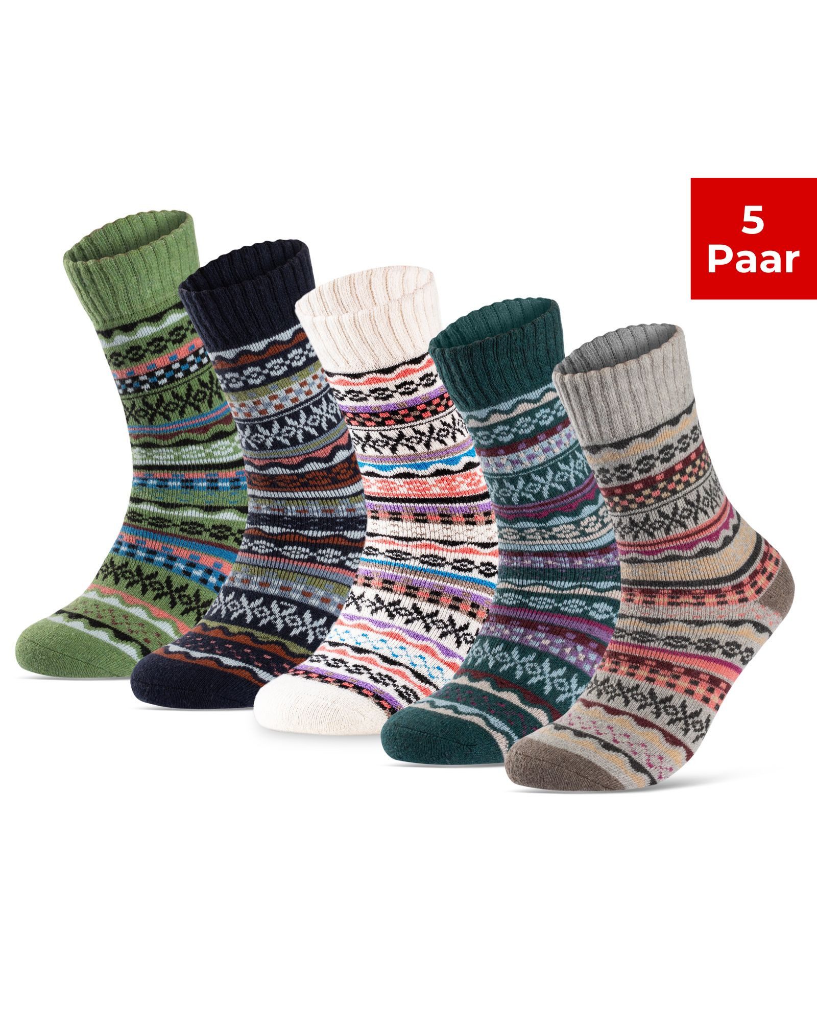 sockenkauf24 Thermosocken 5 Paar Wollsocken warme Wintersocken Damen & Herren Vollfrottee (5-Paar) mit Komfortbund