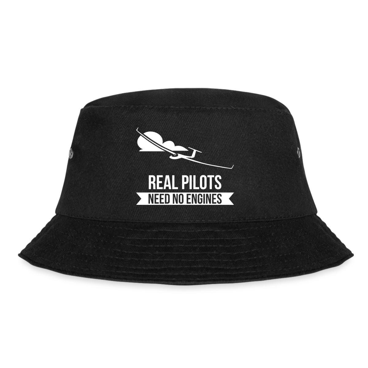 Spreadshirt Sonnenhut Segelflugzeug Real Pilots Need No Engines Segelflieger Fischerhut (1-St)
