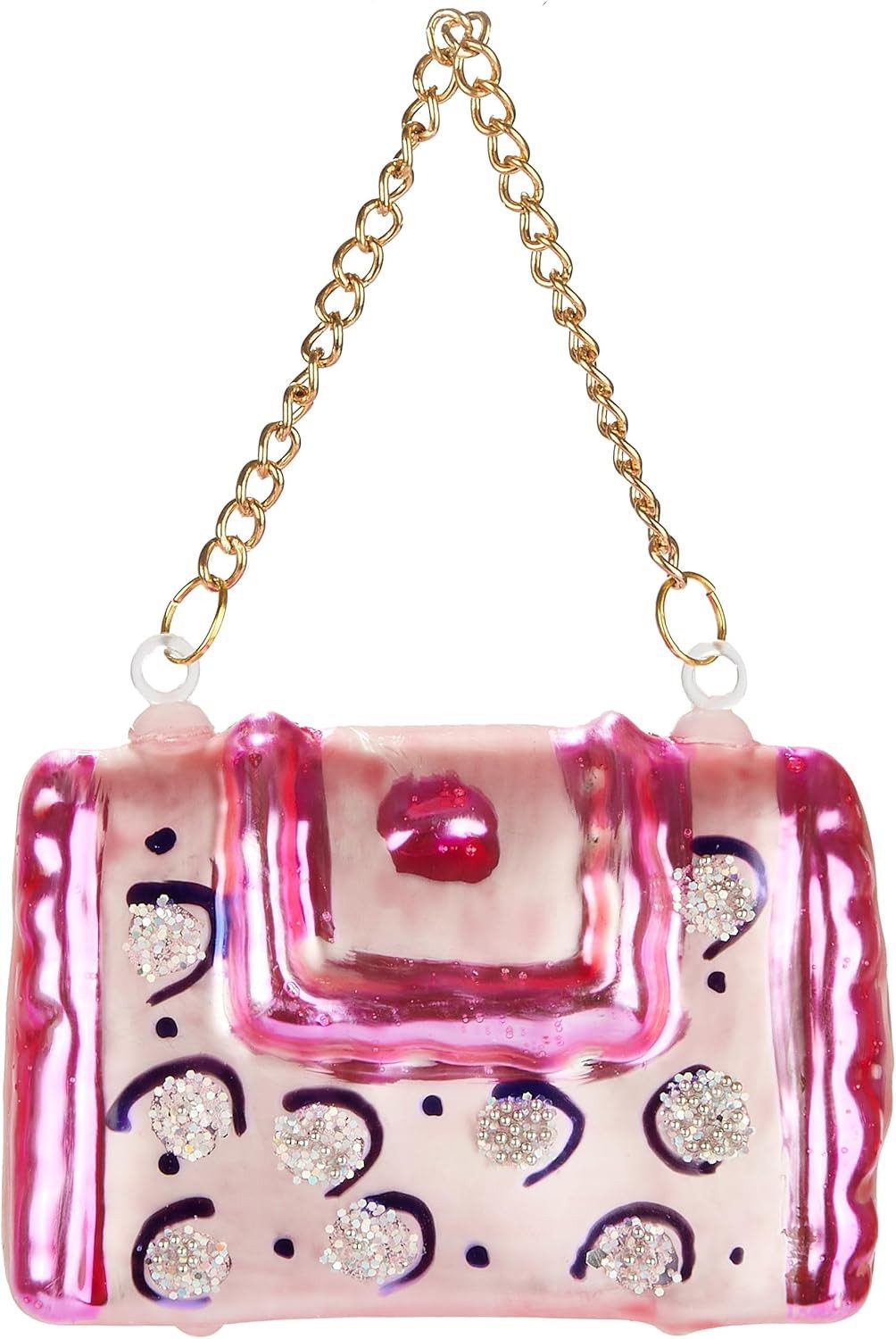 BRUBAKER Christbaumschmuck Handtasche - Handbemalte Weihnachtskugel aus Glas - 7,5 cm Baumkugel (1-tlg), Handtasche Rosa Pink Weihnachtsdeko Anhänger für Frauen - Mundgeblasen