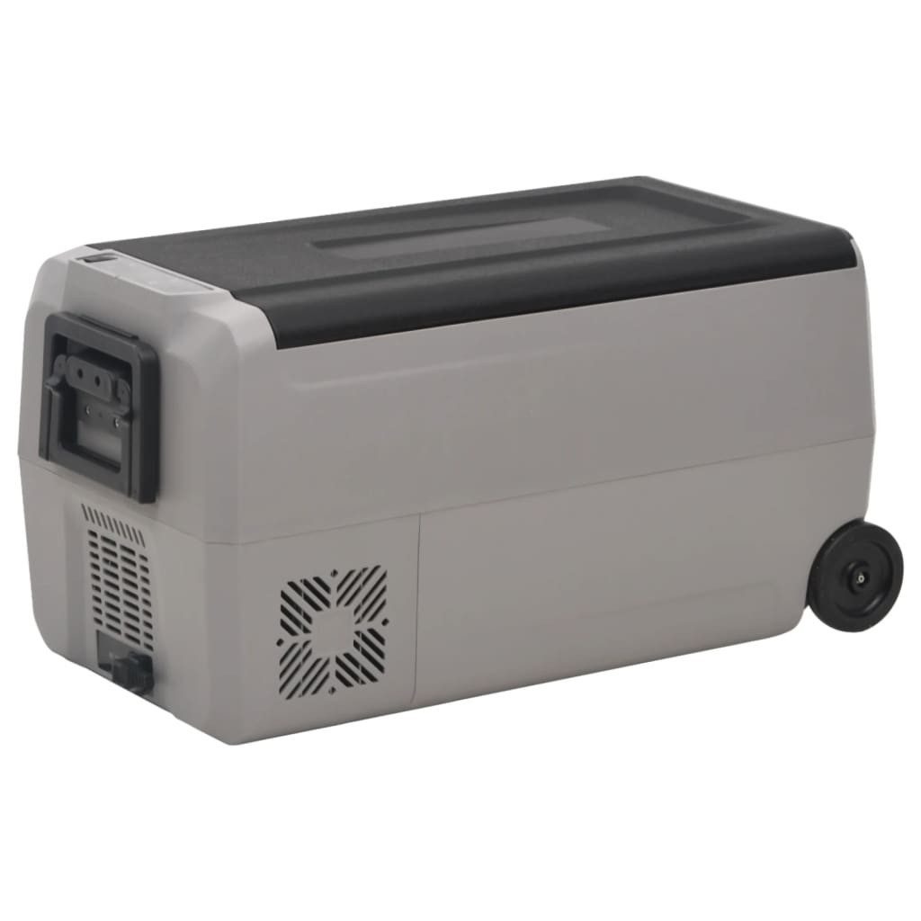 vidaXL Kühlbox NA Kompressor Kühlbox mit Rollen und Griff Schwarz Grau 36 L Camping