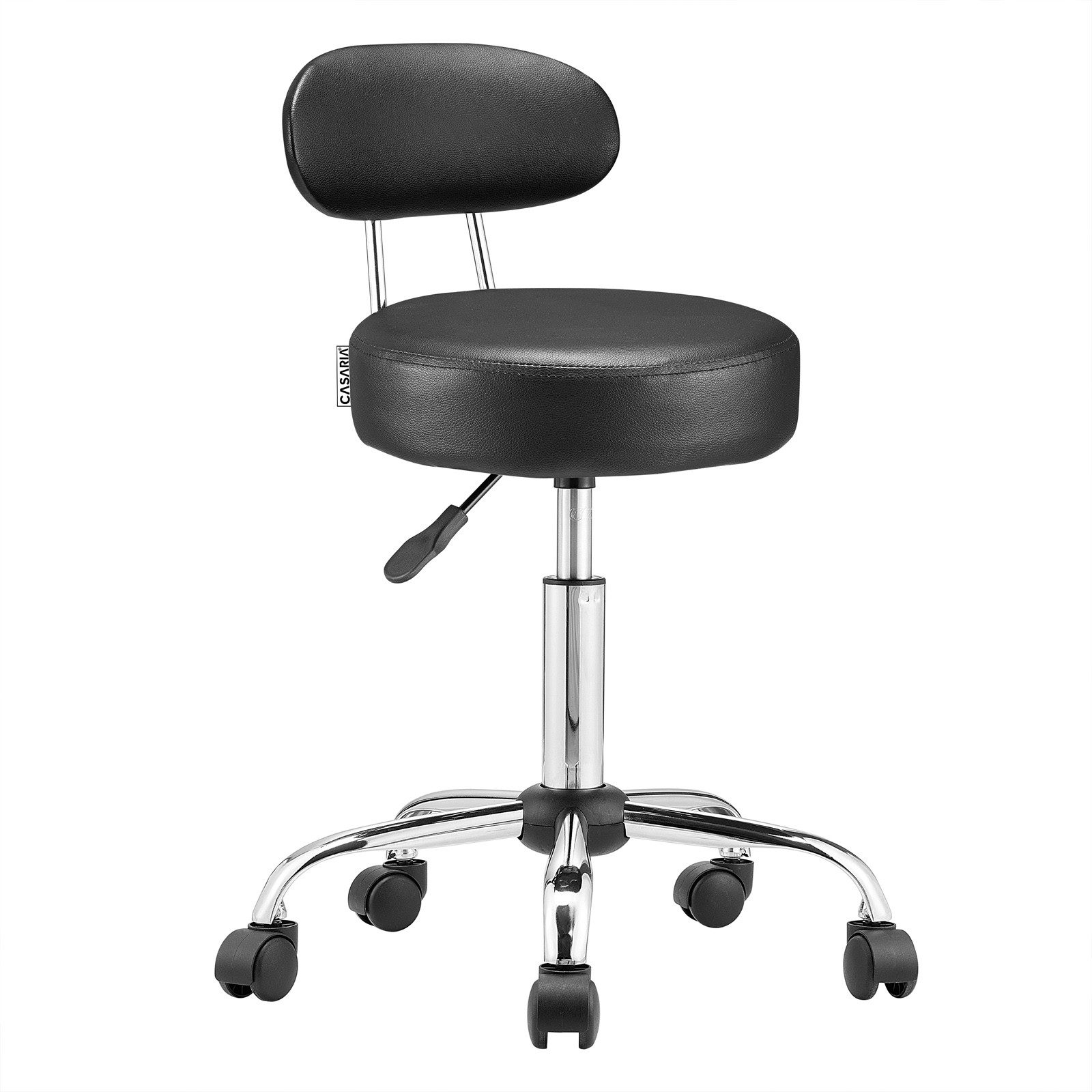 Casaria Drehhocker, Lehne Höhenverstellbar 10cm Polsterung 360°C Drehbar 46-60cm Sitzhöhe