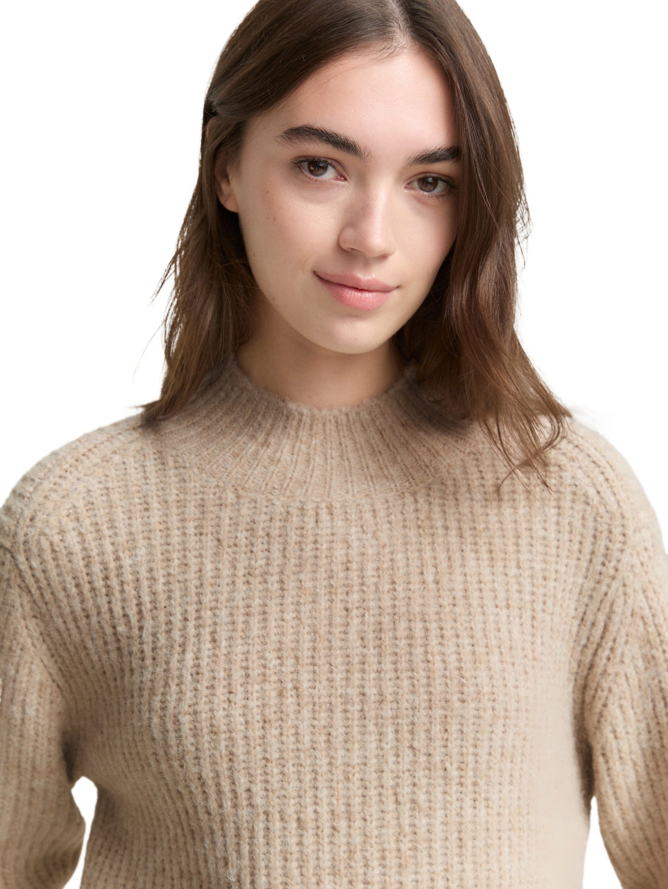 TOM TAILOR Denim Strickpullover mit Stehkragen