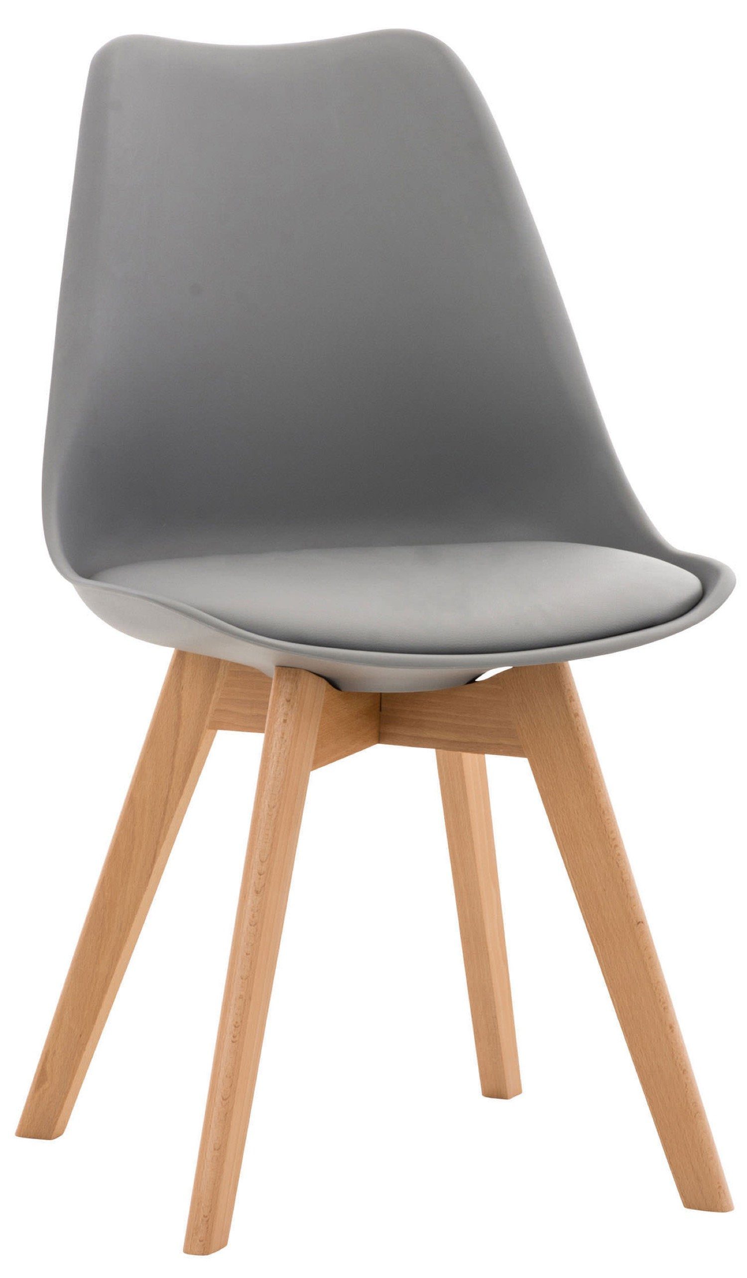 TPFLiving Esszimmerstuhl Lines - Besucherstuhl mit Kunstlederbezug (Küchenstuhl - Gestell Buchenholz natura), Maße (TxBxH): 50 x 49 x 83cm - Farbe: grau | Stühle