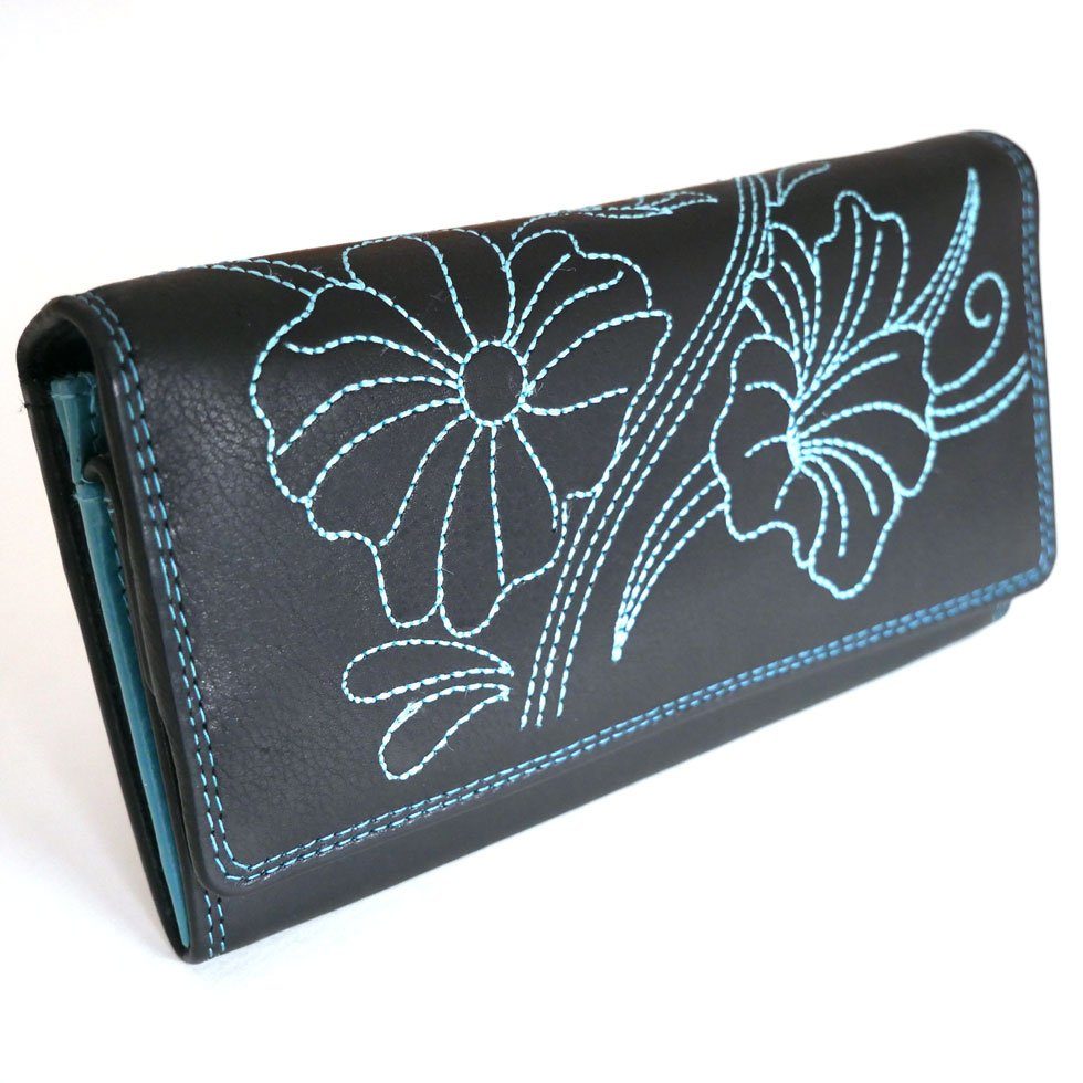 JOCKEY CLUB Geldbörse NICE FLOWERS, türkis, 9 Kartenfächer mit RFID-Schutz, günstig online kaufen