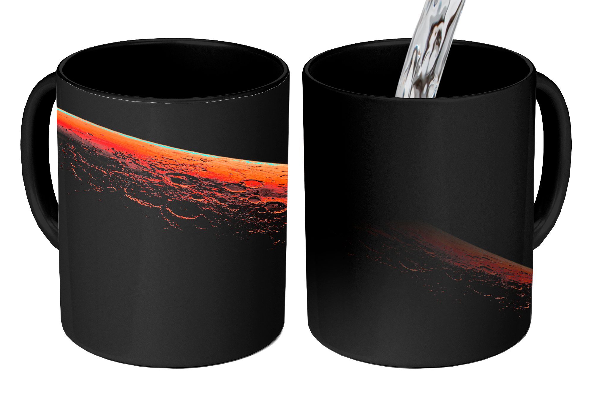 MuchoWow Tasse Mars Teetasse, Keramik, Farbwechsel, - - Geschenk Zaubertasse, Licht Planeten, Kaffeetassen