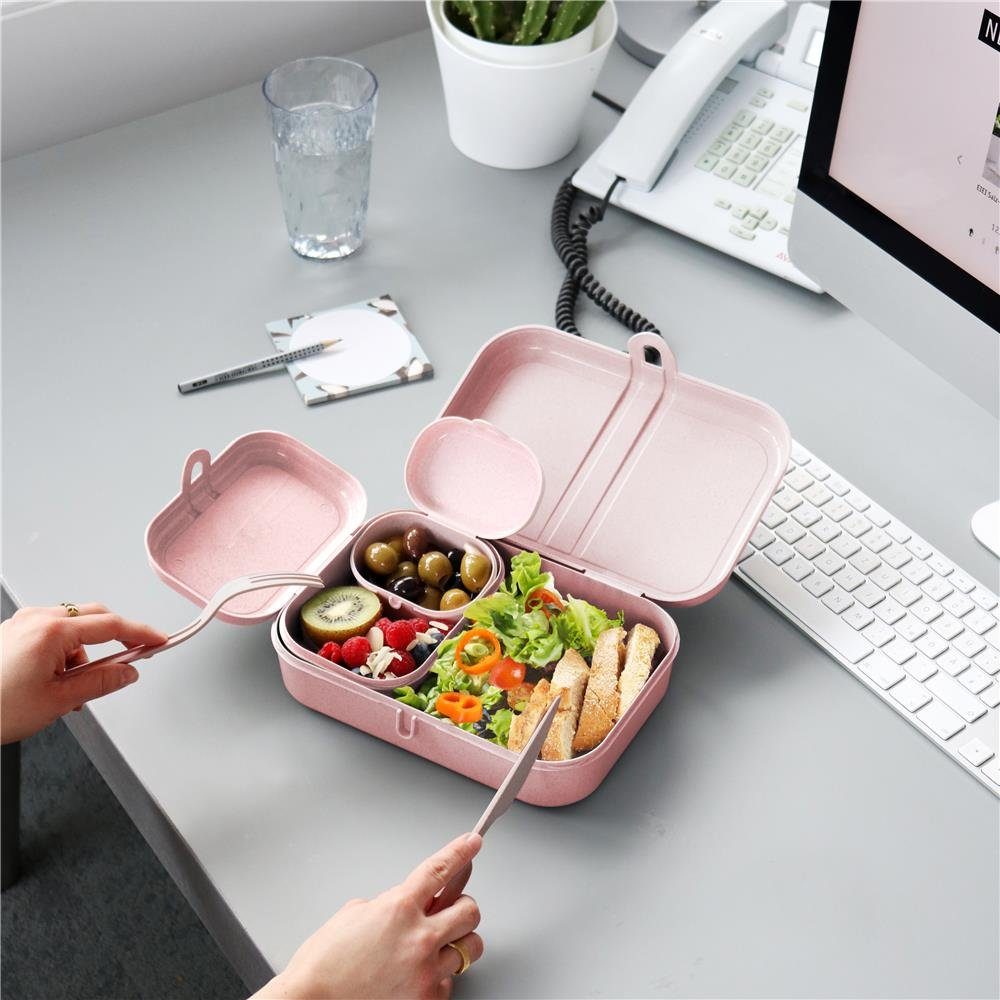 KOZIOL Lunchbox PASCAL READY, Kunststoff, mit Besteck-Set Blau Brotdosen-Set