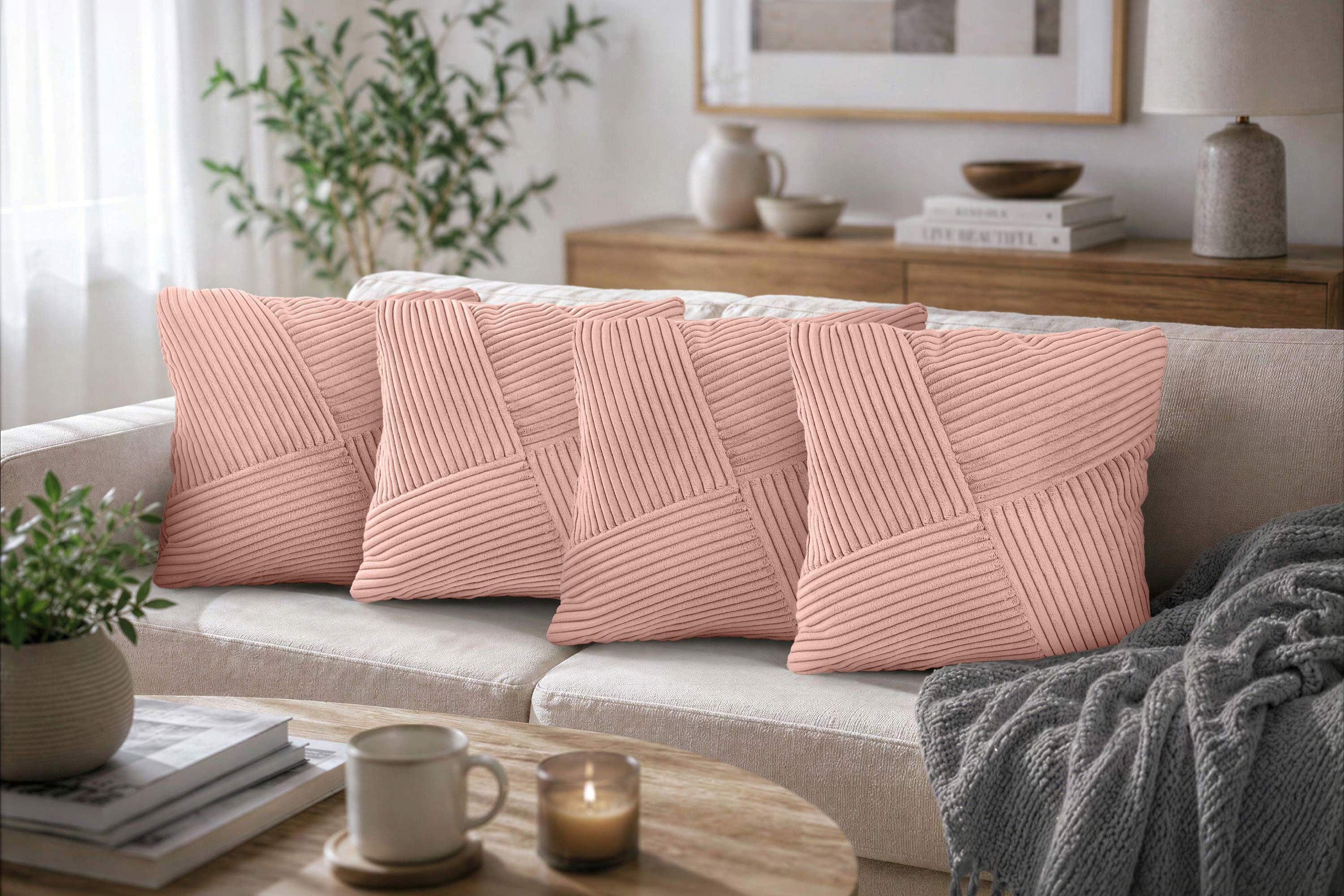 Amilian Dekokissen Sofakissen Zierkissen 4er-Set - weich, unifarben, formstabil, Couchkissen mit Kissenfüllung 40x40 cm