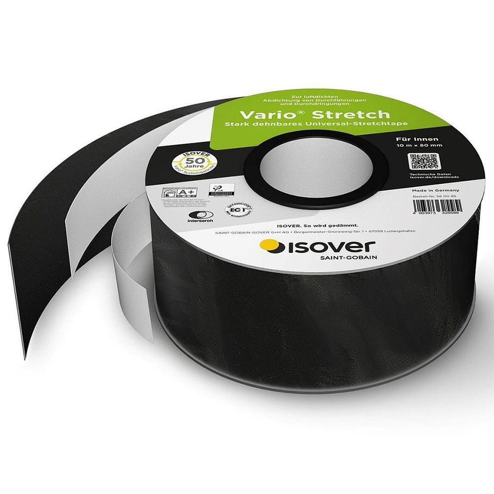 Isover Dampfsperrklebeband Isover Vario Stretch 80 mm x 10 m - Stark dehnbares Universal Klebeba