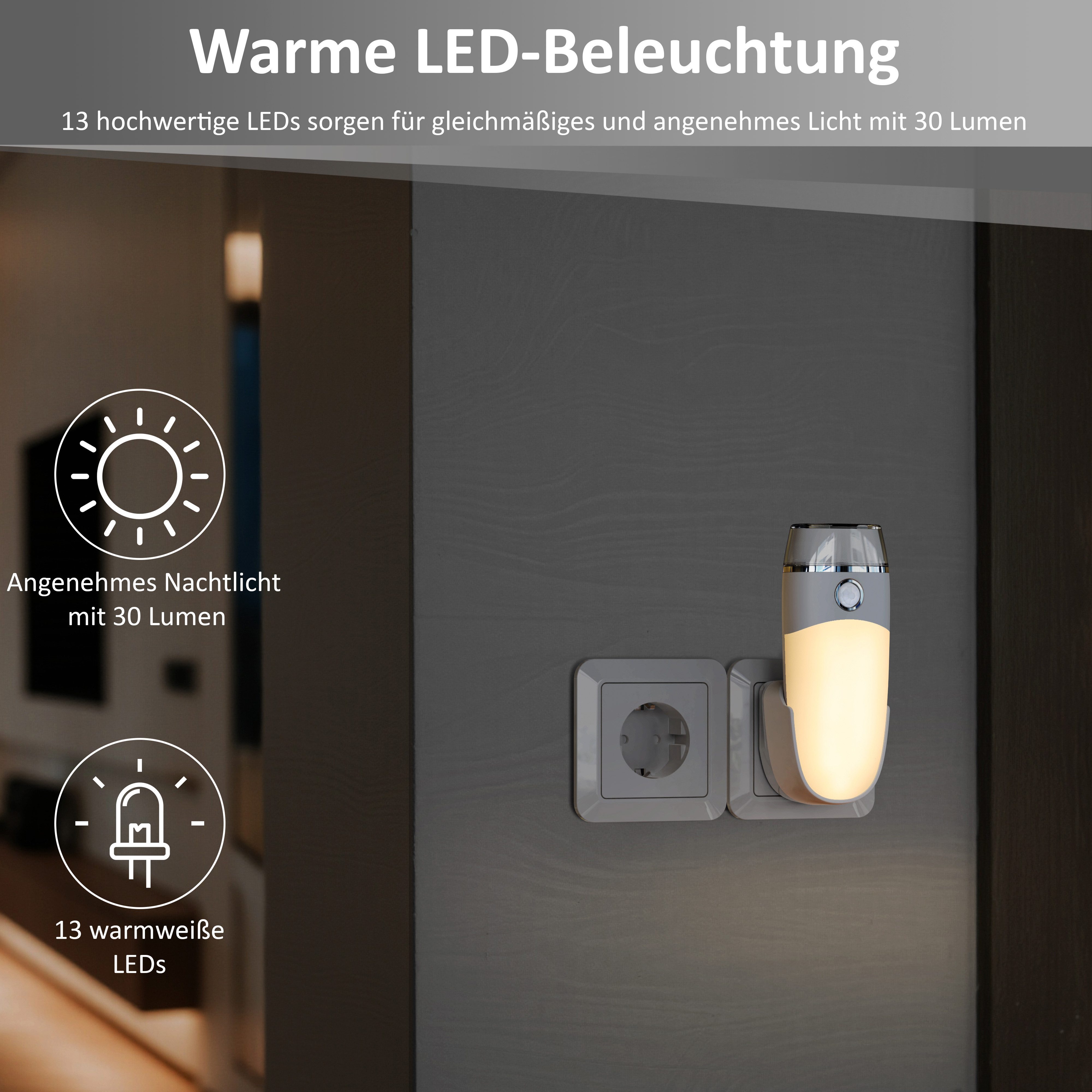 Northpoint Bewegungsmelder LED Orientierungsleuchte 2er-Set Induktionsladung & Notlicht