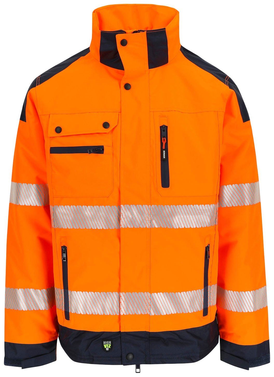 Herock Arbeitsjacke Hodor HIGH VIZ Regenjacke, atmungsaktiv, winddicht, viele Reissverschlusstaschen orange | Arbeitsjacken