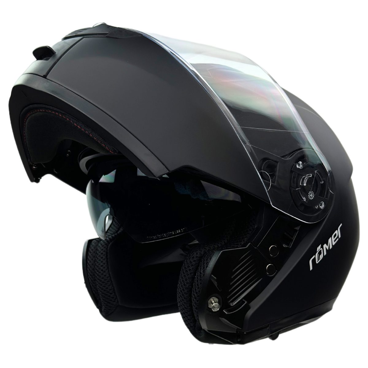 RÖMER HELME Motorradhelm RR20770 - Klapphelm mit innenliegenden Sonnenvisier, matt-schwarz
