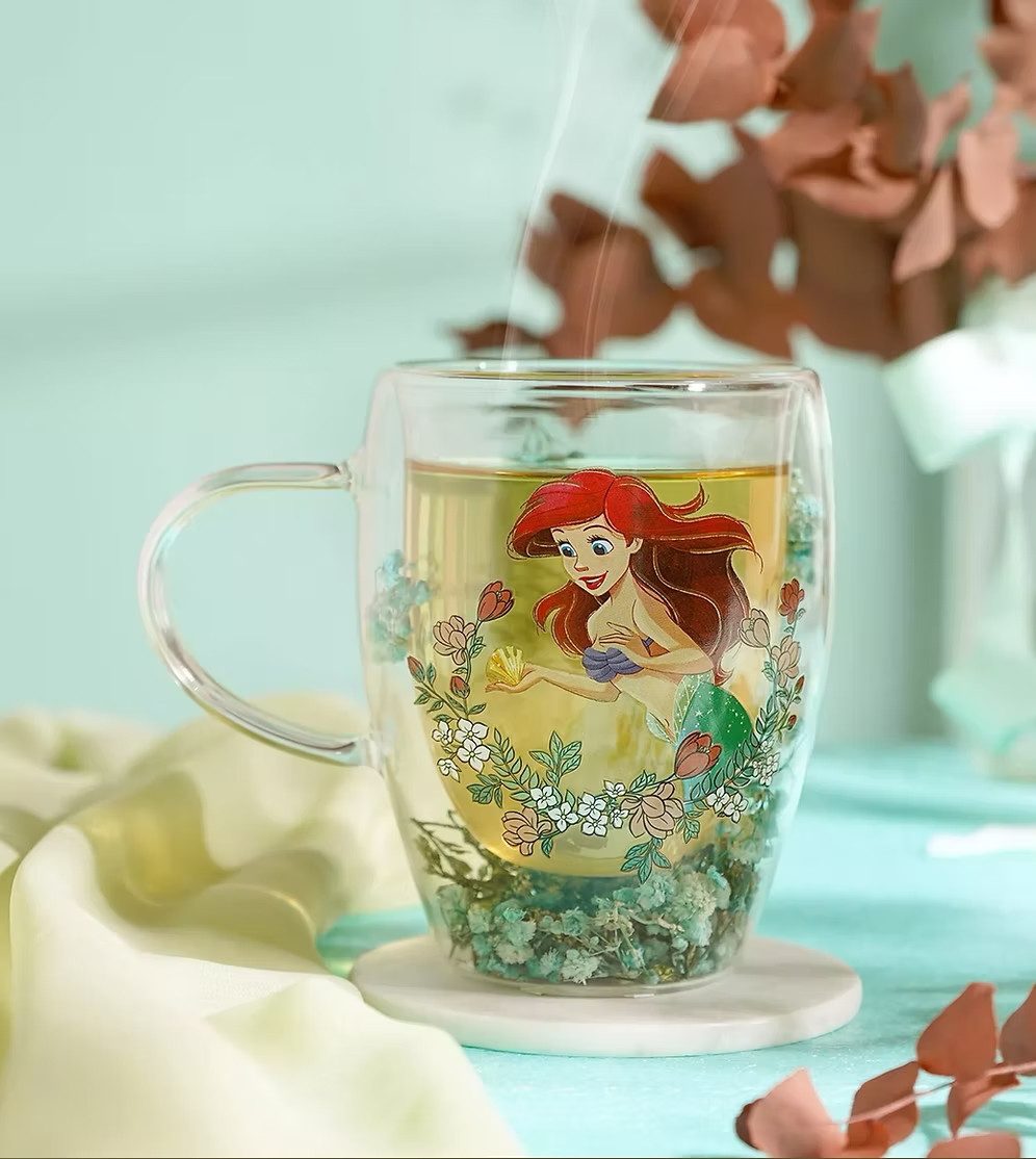 Disney Glas Designer 3D Glas Arielle Pastell mit echten Blumen & effekt bewegung, 1-tlg.