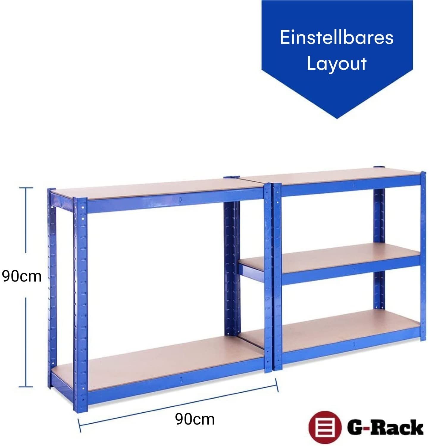 Schwerlastregal, 180x90x30cm, I 1-tlg., Metall Regalfreistehendes Mehrzweckregal G-Rack 5 1 Blau Fächer, Steckregal