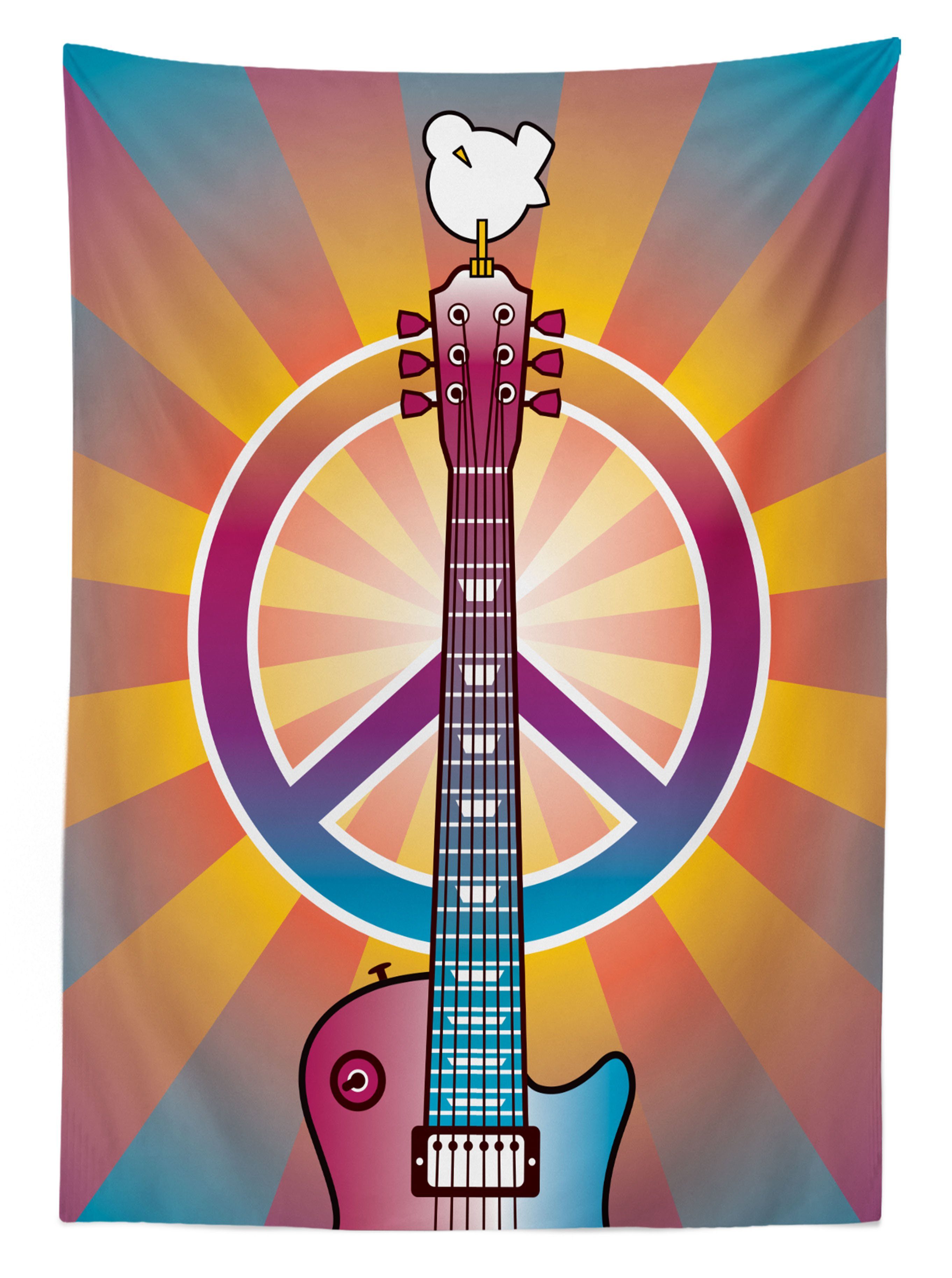 Gitarren-Frieden Bereich Farben, Waschbar Hippie den Außen Farbfest Klare Tischdecke Abakuhaus Für geeignet