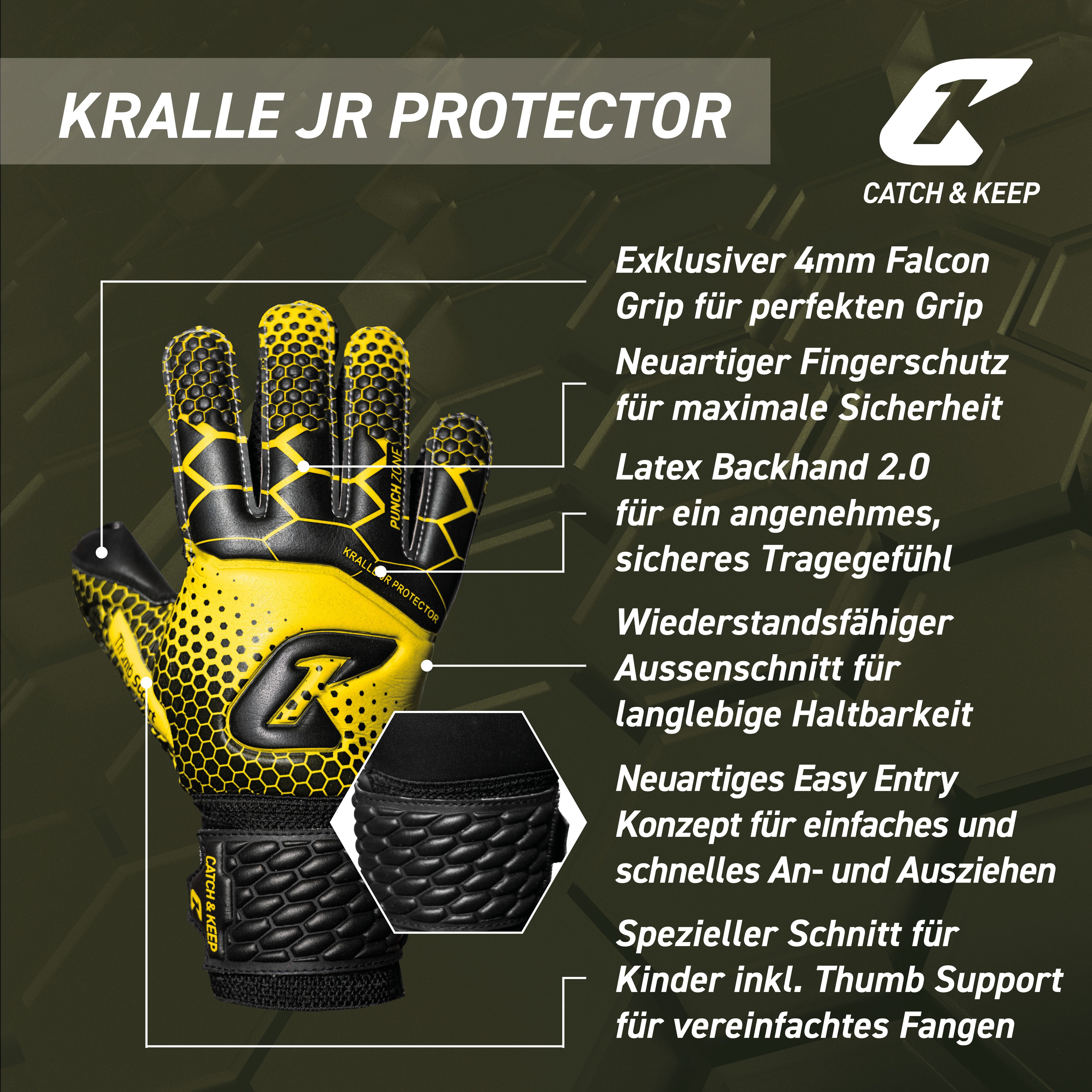 Catch & Keep Torwarthandschuhe Torwarthandschuhe kinder – Torwarthandschuhe mit Krallechutz-4mm Grip