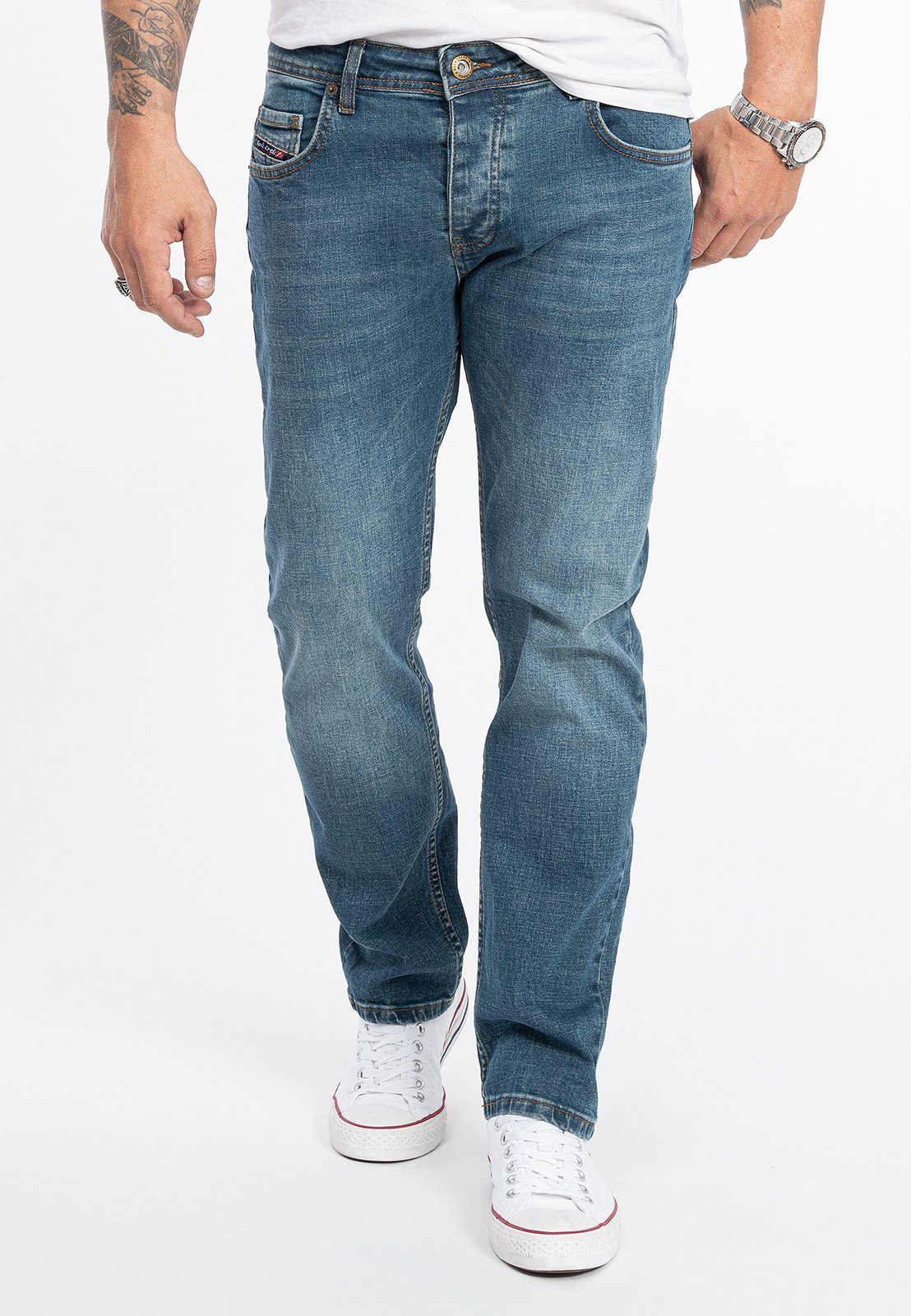 Jeans Regular-fit-Jeans Rock Herren Creek RC-2275 Blau Stonewashed