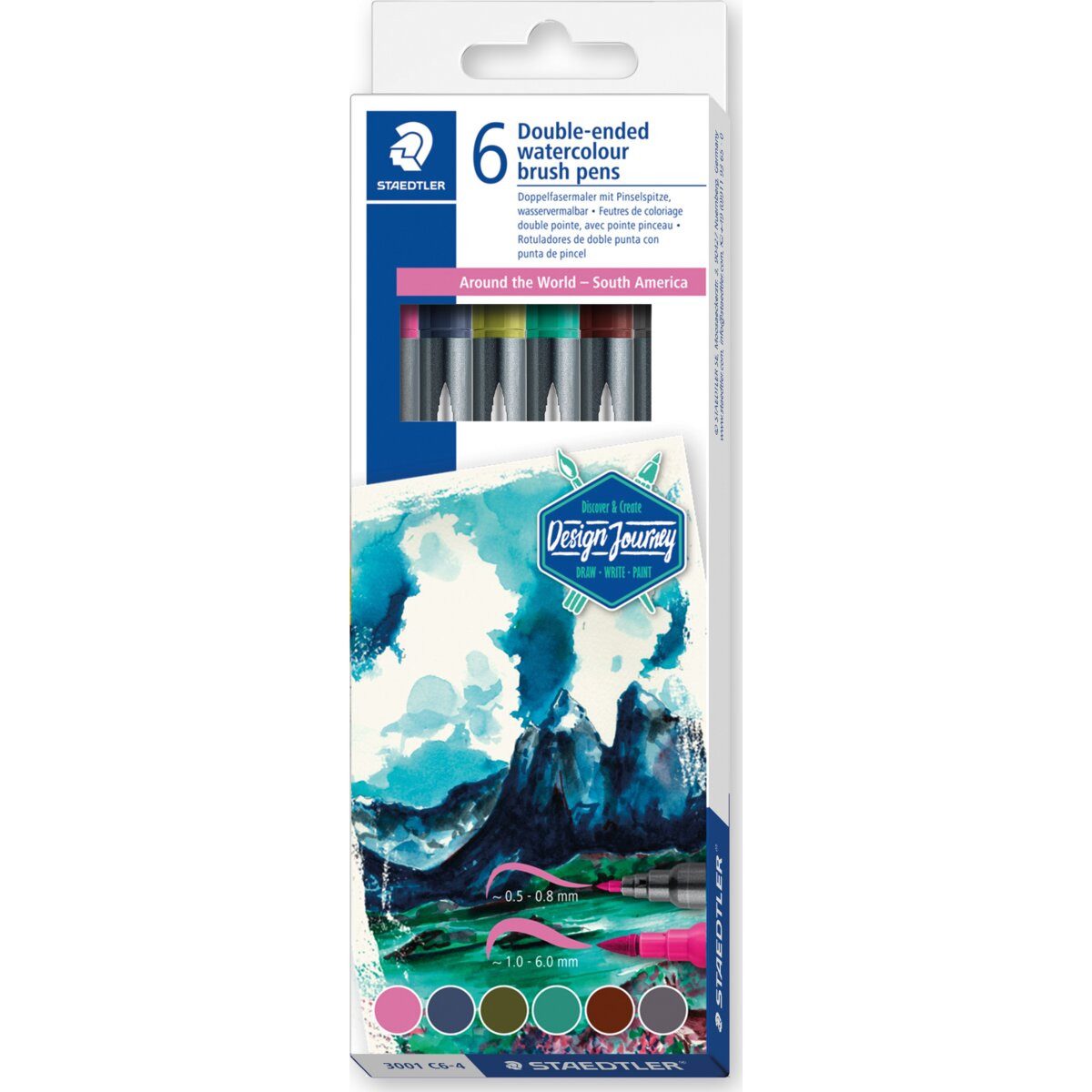 STAEDTLER Filzstift Doppelfasermaler 3001 Around the World Set AMS 6 Stück