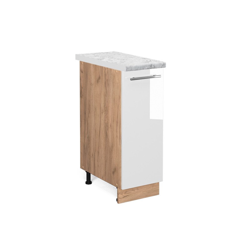 Vicco Apothekerschrank Fame-Line Weiß Hochglanz/Goldkraft Eiche 30 cm AP Ma günstig online kaufen