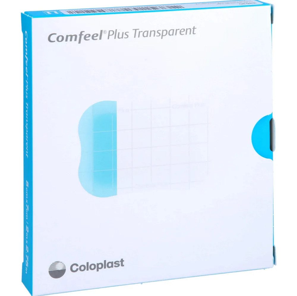 Coloplast Wundpflaster COMFEEL Plus Transparent Hydrokolloidverb.5x7 cm (Spar Set, 10 St., Oberflächliche Verbrennungen Verband), Bakterienresistenter Wundverband