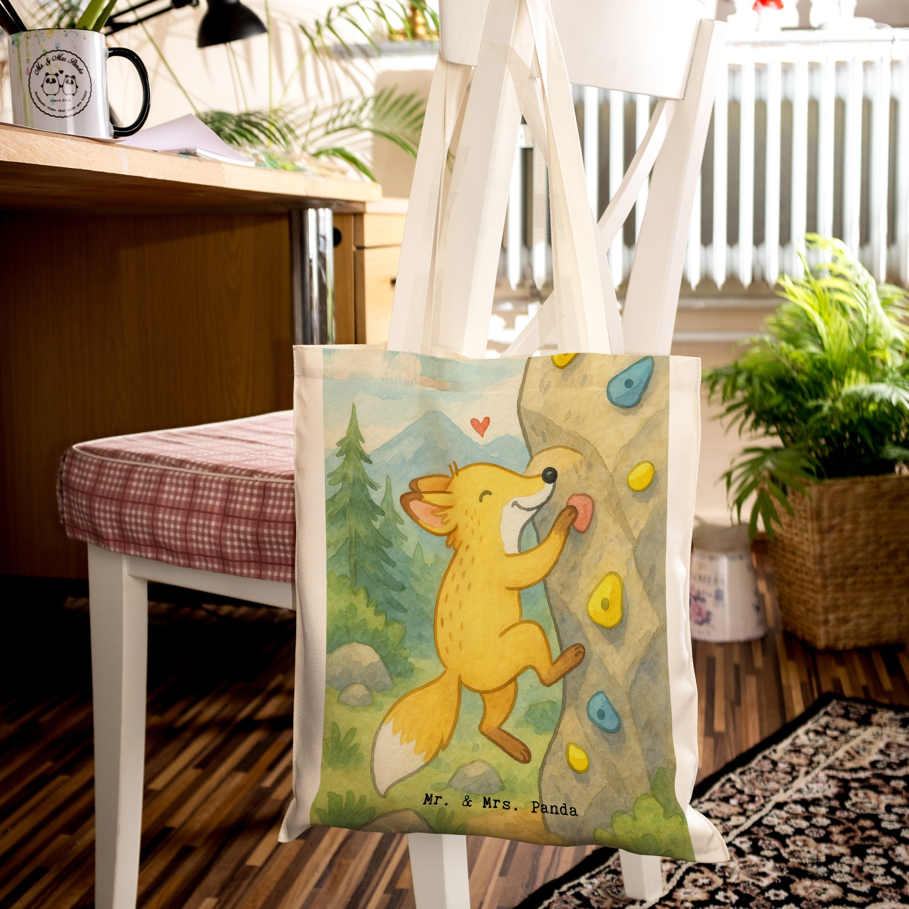 Mr. & Mrs. Panda Tragetasche Fuchs Bouldern Design, Tote Bag, Weiß, dokumententasche, Geschenk, Ta (Packung), Bouldern baumwoll shopper Alltagstasche