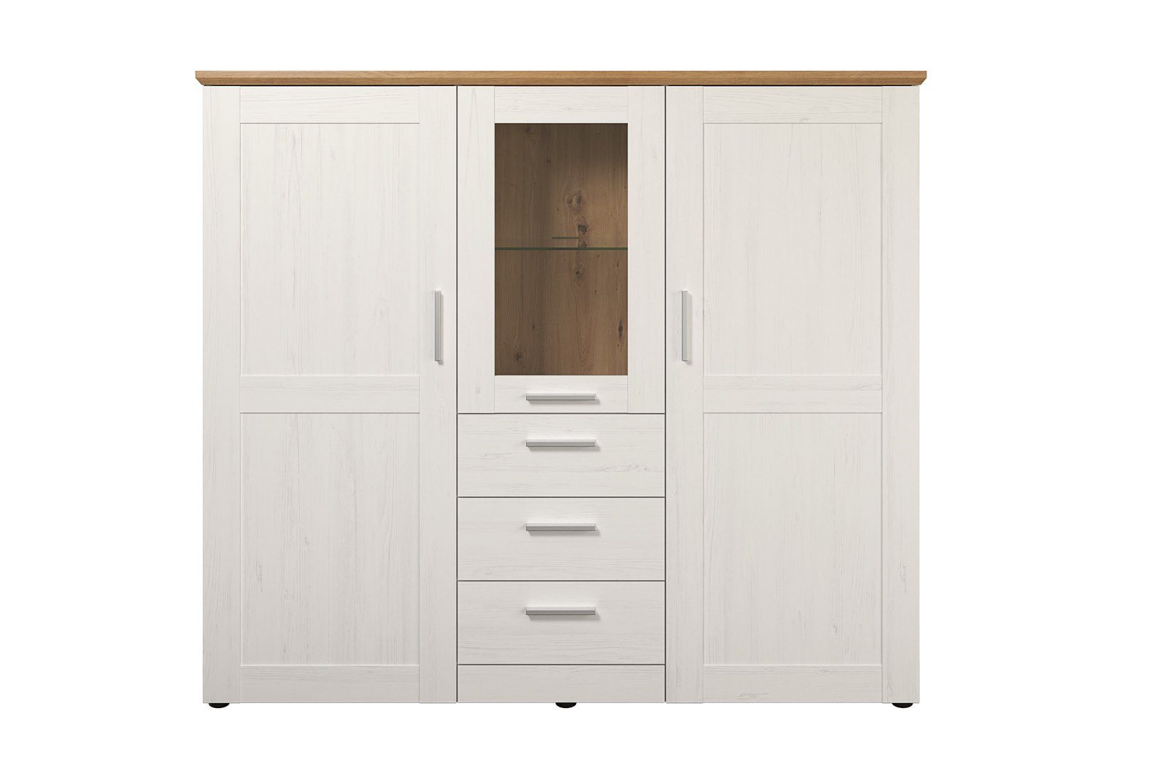 ebuy24 Sideboard Shade Highboard 3 Türen, 3 Schubladen Pine weiß De