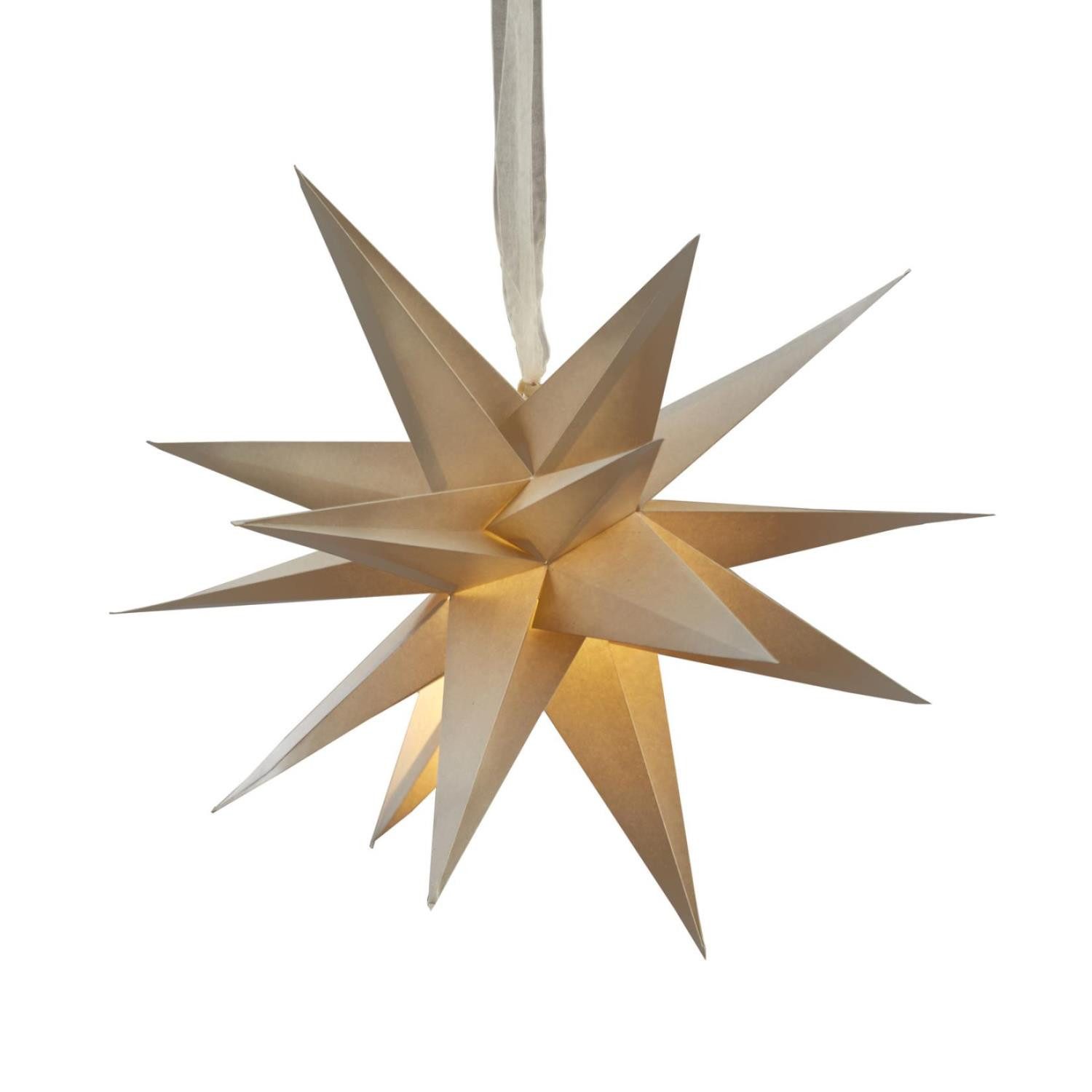MARELIDA Papierstern Papierstern 3D Stern mit Band Weihnachtsstern Faltstern D: 35cm creme