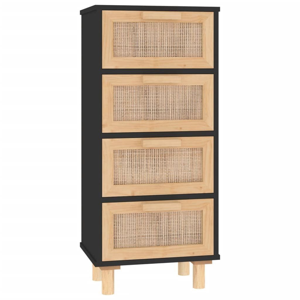 DOTMALL Sideboard aus Holz und Rattan im Landhausstil, Kommode mit 4 Schubladen