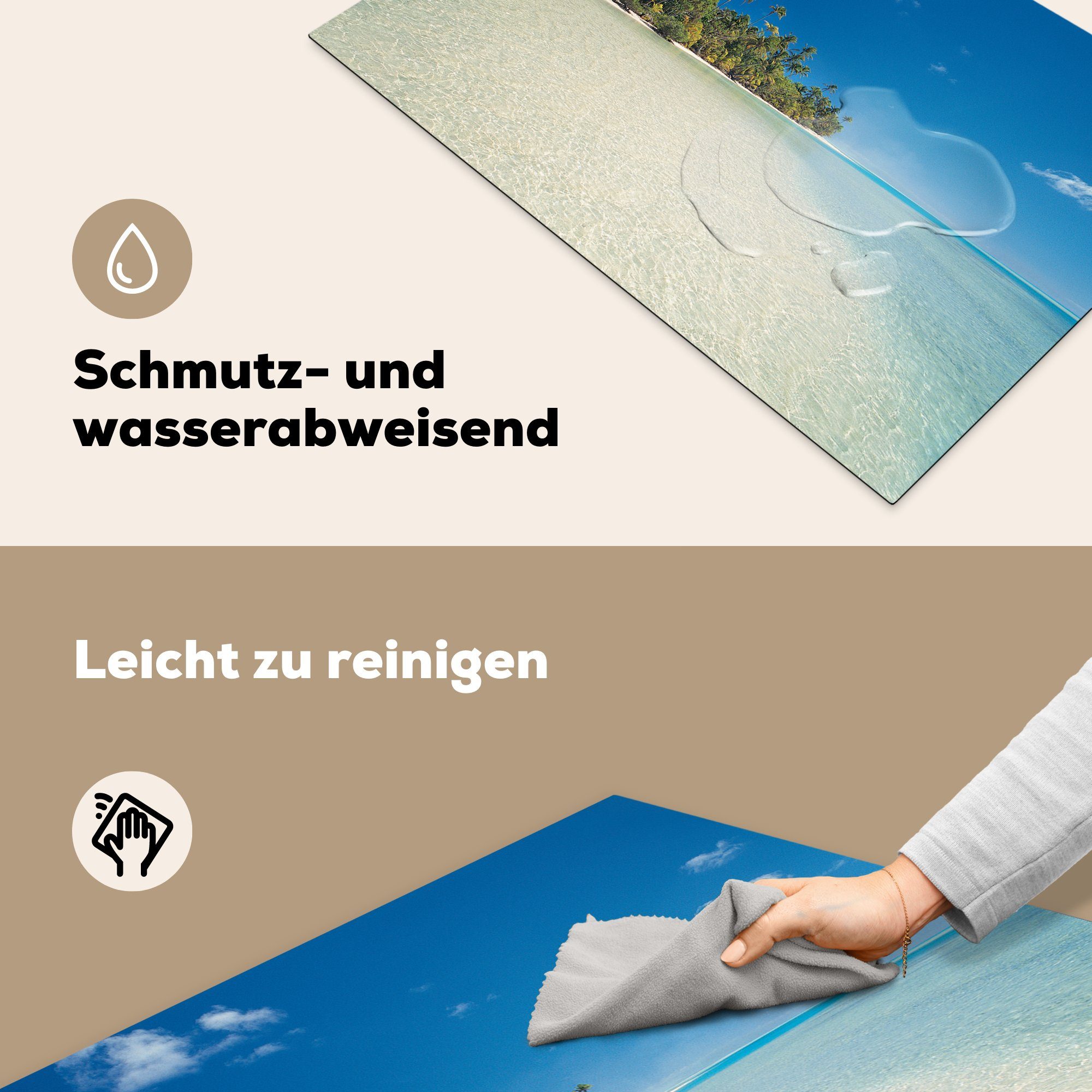 One Island, tlg), Strand 81x52 MuchoWow Schutz Der cm, Ceranfeldabdeckung die Vinyl, Herdblende-/Abdeckplatte Foot küche, exotische Induktionskochfeld für von (1