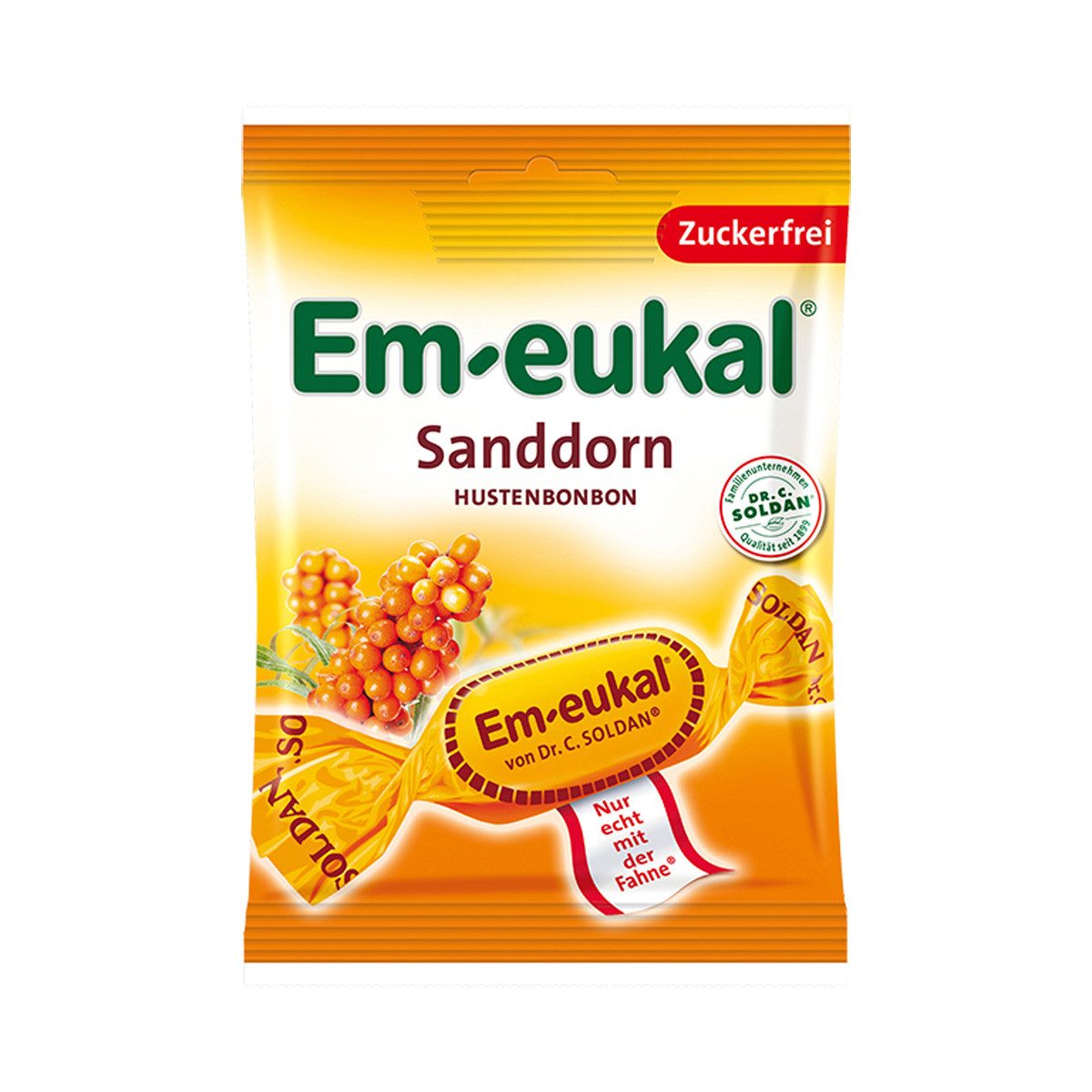 Em-eukal Süßigkeit, Em eukal Sanddorn Hustenbonbons fruchtig frisch zuckerfrei 75g