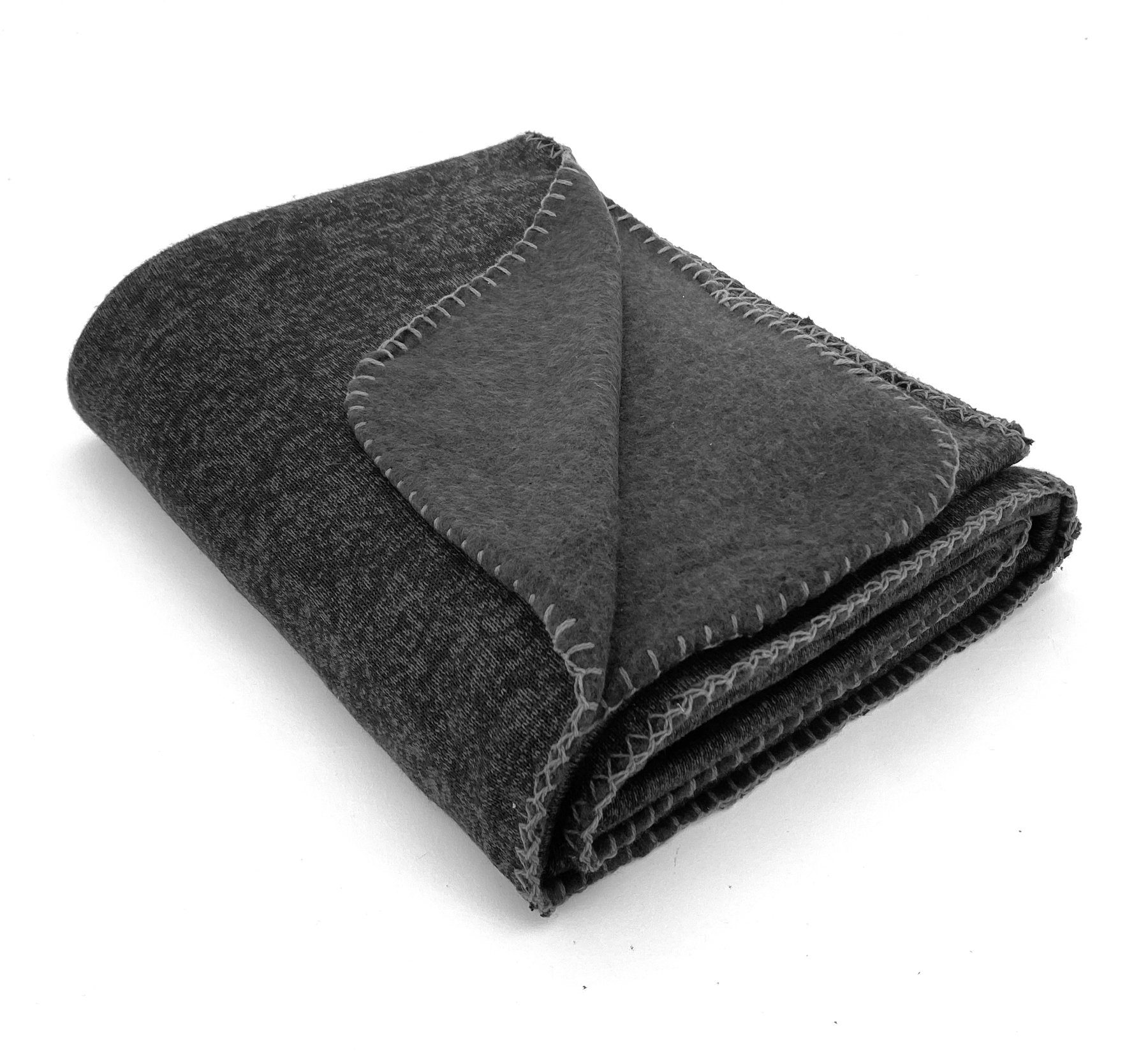 Soft Fleece Wohndecke Strick 150x200 Premium I meliert Anthrazit I Super Qualität I heimtexland, Kuscheldecke Sofadecke,