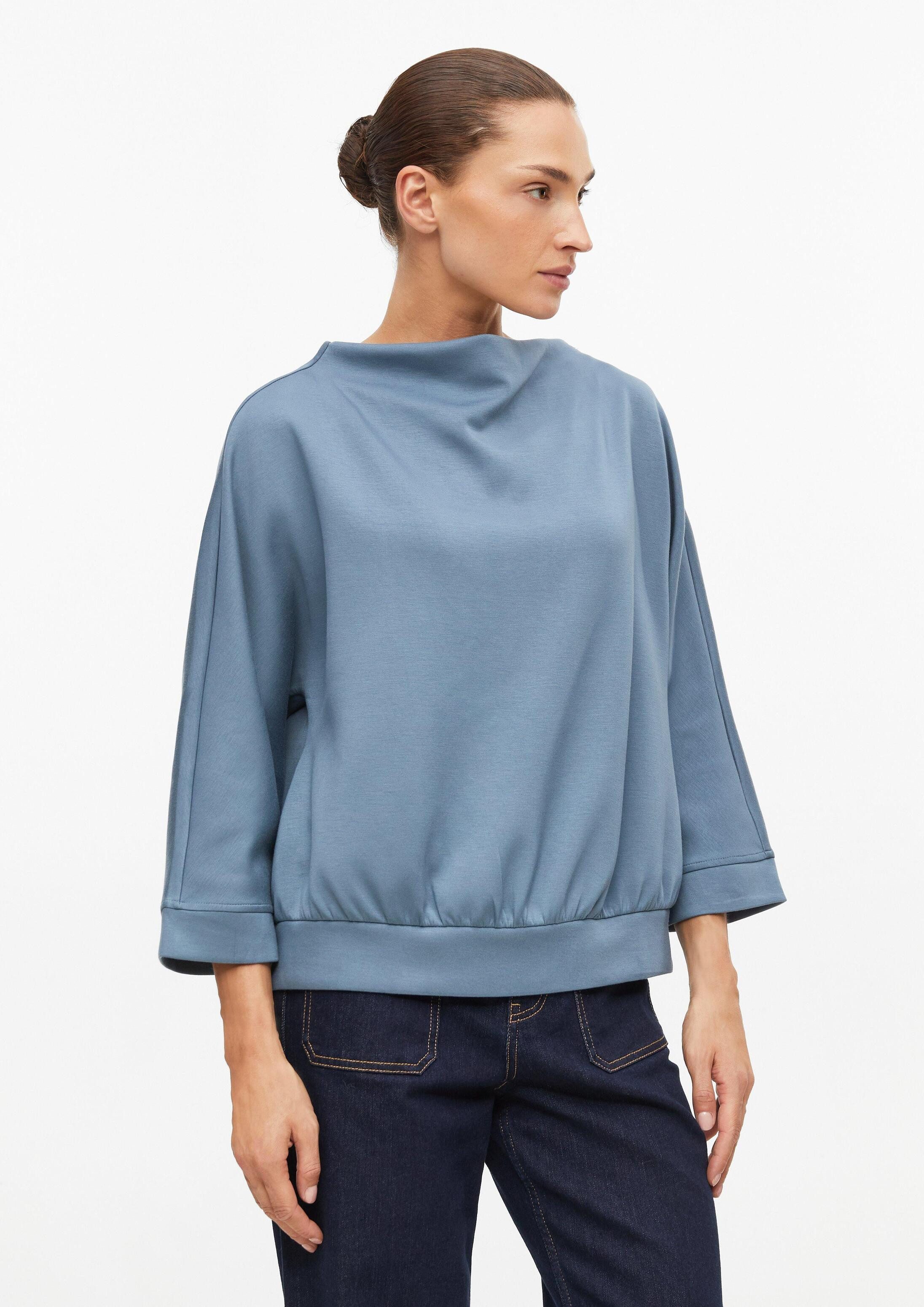 s.Oliver 3/4 Arm-Pullover Sweatshirt Scuba-Sweatshirt mit Wasserfall-Ausschnitt und 3/4-Ärmeln