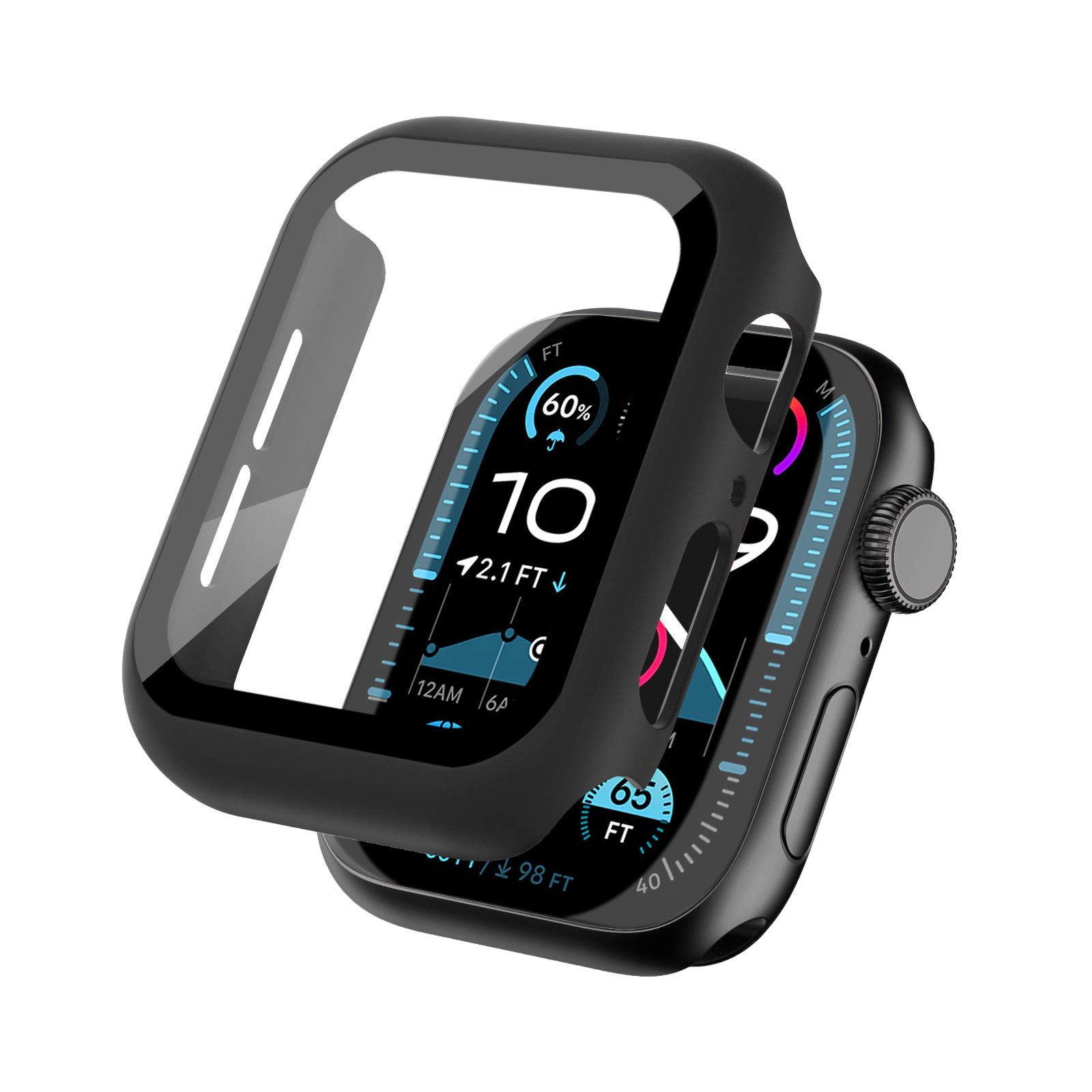Tec-Expert Smartwatch-Hülle Hülle mit Displayschutz für Apple Watch 4 / 5 / 6 / SE 1-3 40 mm 44 mm, Rundum Schutz Cover Case Bumper stoß-und kratzfest robust