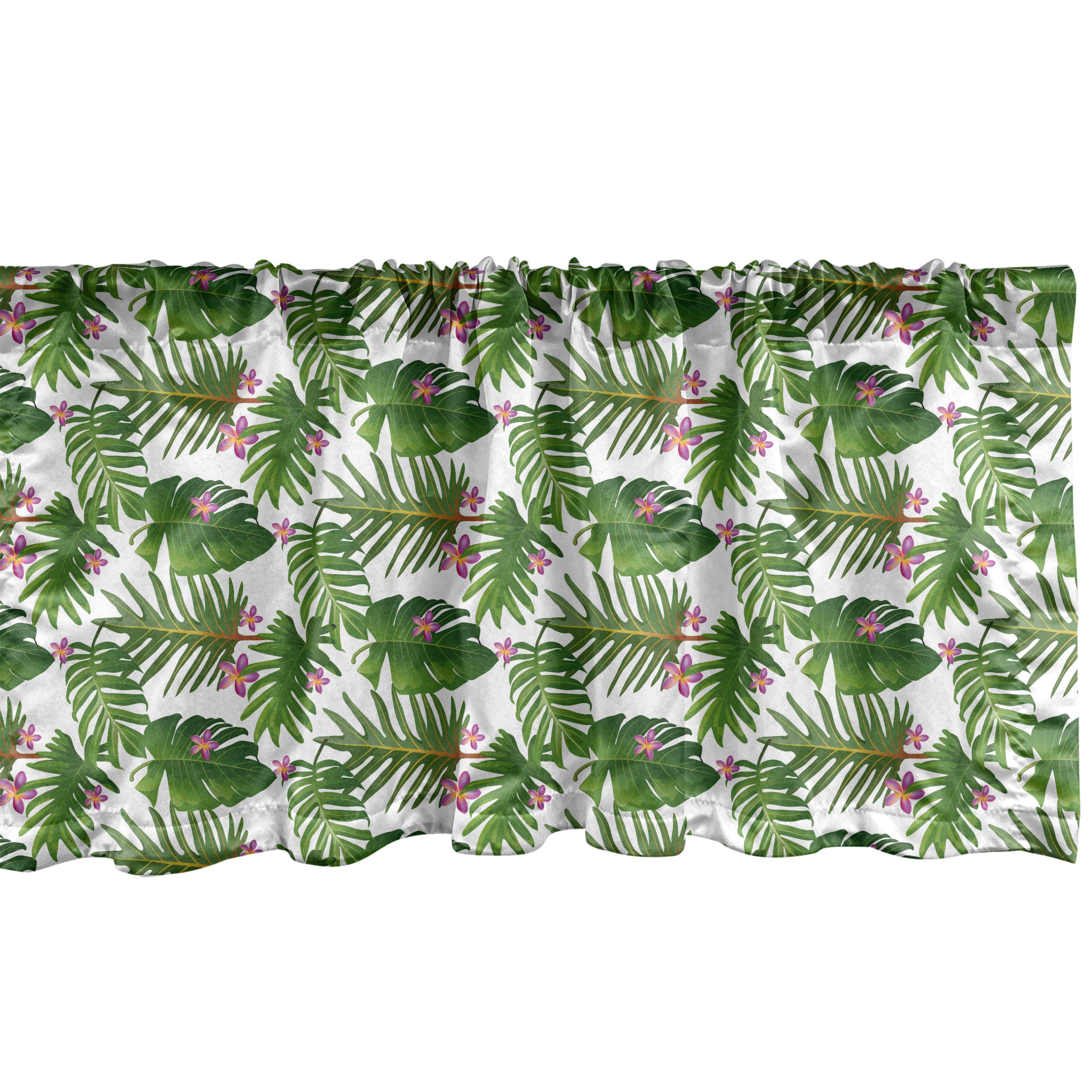 Dekor hawaiisch Stangentasche, für Schlafzimmer Volant Plantage Flora Küche Microfaser, Vorhang Abakuhaus, mit Scheibengardine Wald