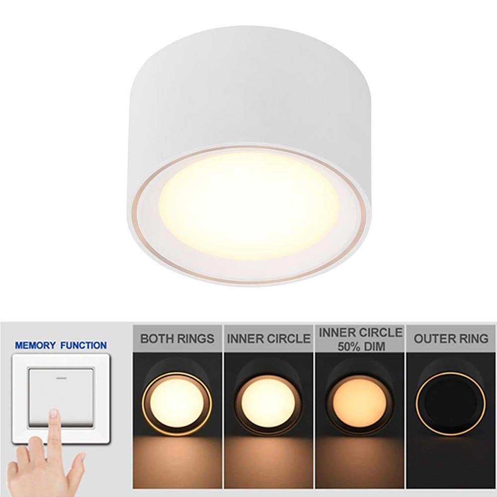Licht-Trend Deckenleuchte LED Aufbauleuchte Moodmaker S dimmbar Weiß, Warmweiß