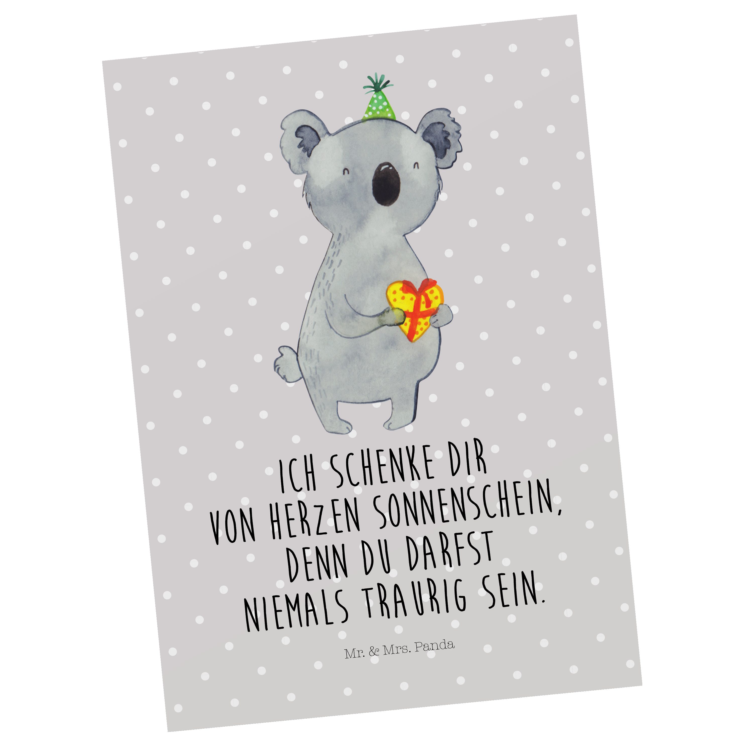 Mr. & Mrs. Panda Postkarte Koala Geschenk - Grau Pastell - Ansichtskarte, Karte, Koalabär, Danke