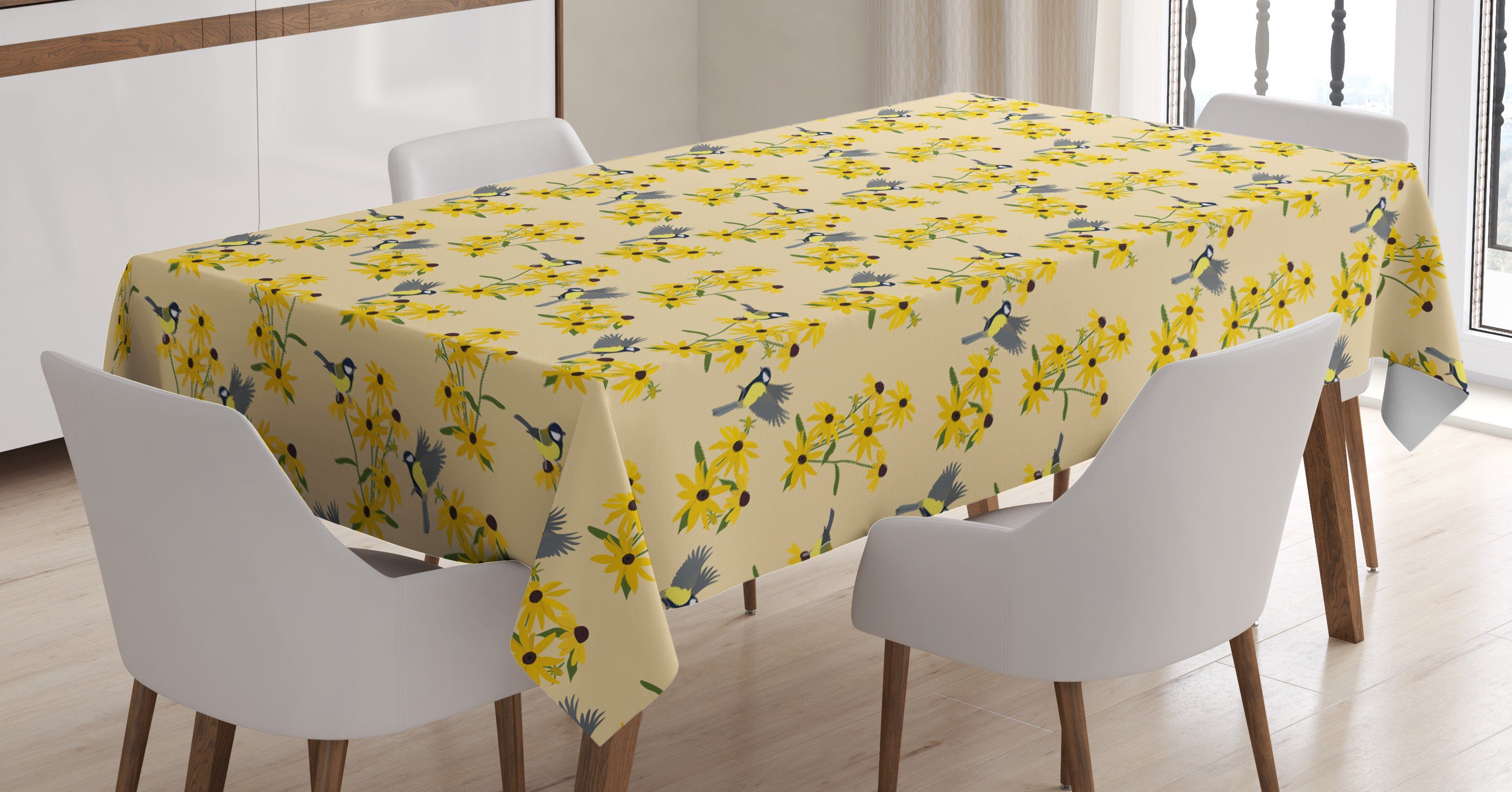 Abakuhaus Tischdecke geeignet Avian Waschbar Gelber Farbfest den Rudbeckia Vogel Farben, Klare und Bereich Außen Für