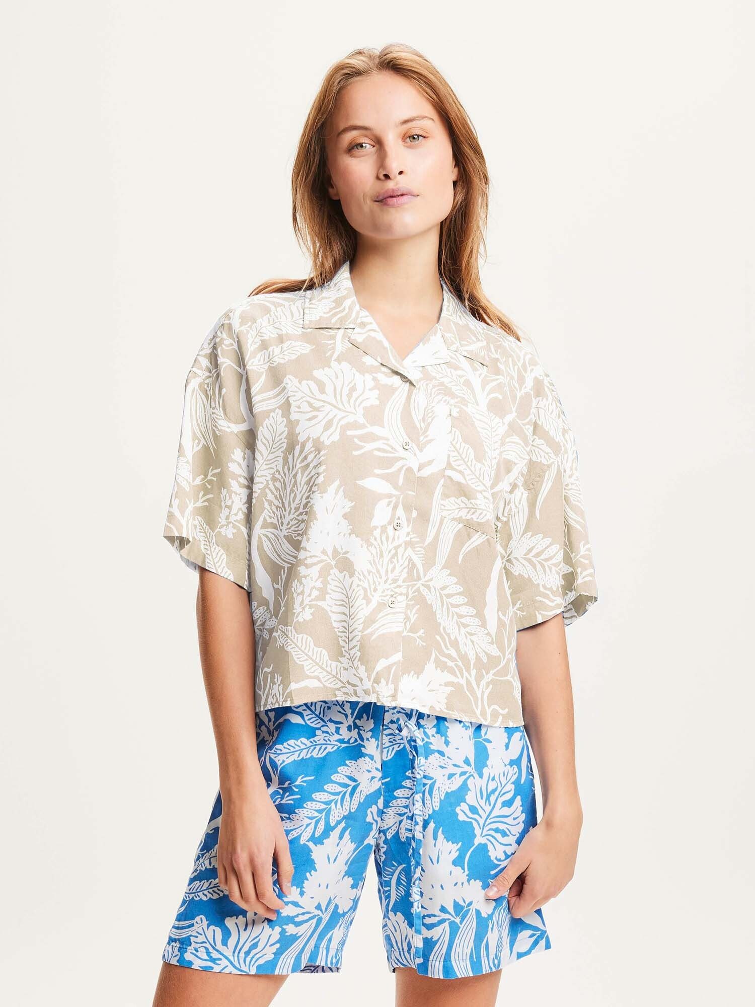 KnowledgeCotton Apparel Hemdbluse Loose Seabreeze TENCEL™ Print Resort Shirt