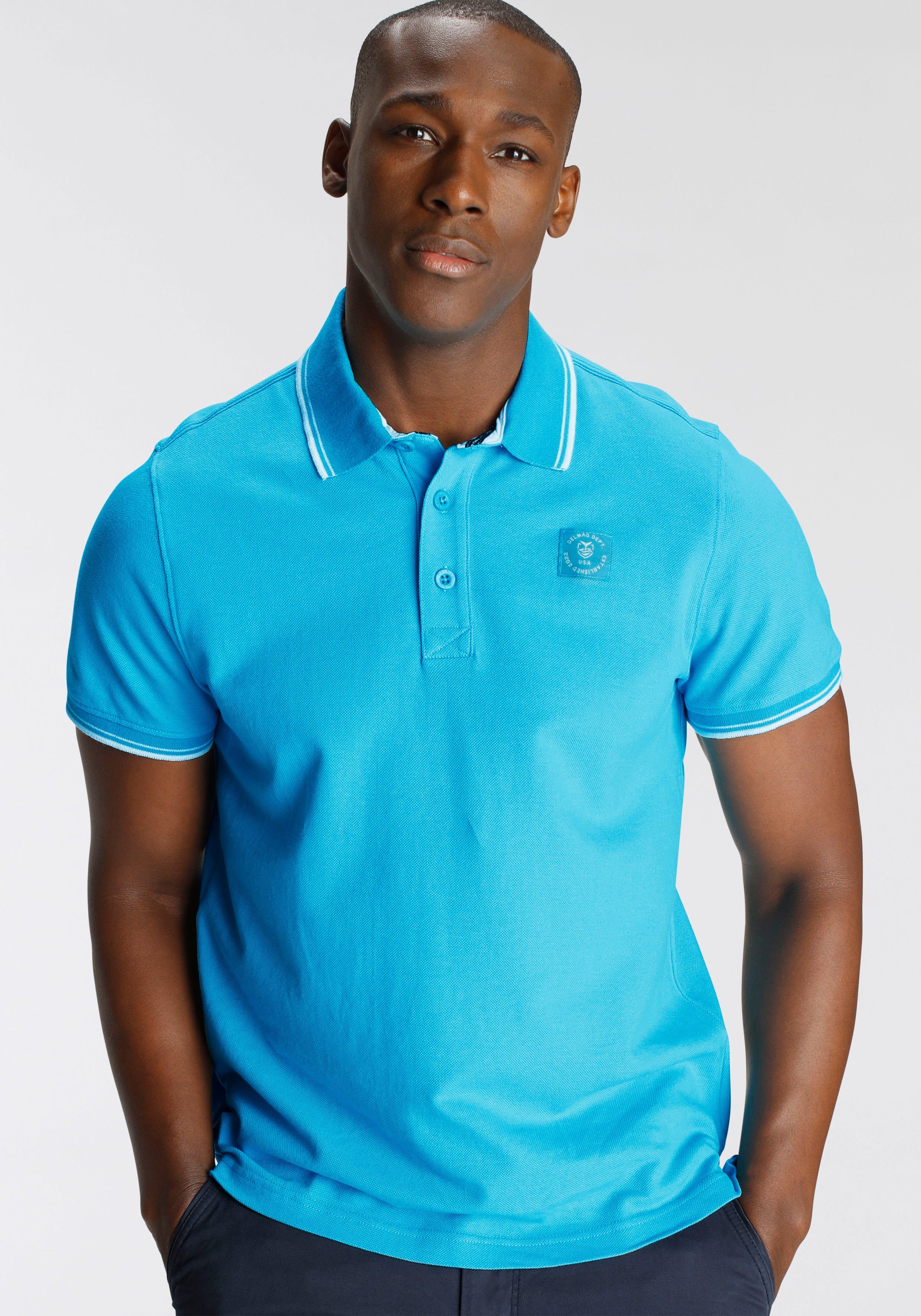 DELMAO Poloshirt mit modischem Brustlabel - NEUE MARKE!