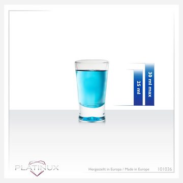 PLATINUX Schnapsglas Shotgläser, Glas, Set 6 Teilig bunt Schnapsgläser 2,5cl Tequilagläser Wodkagläser Pinnchen