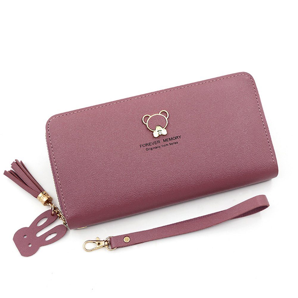 Blusmart Geldbörse Tragbare Geldbeutel, Handtasche Portemonnaie, Passende Clutch-Geldbörse, 3-farbig red rose